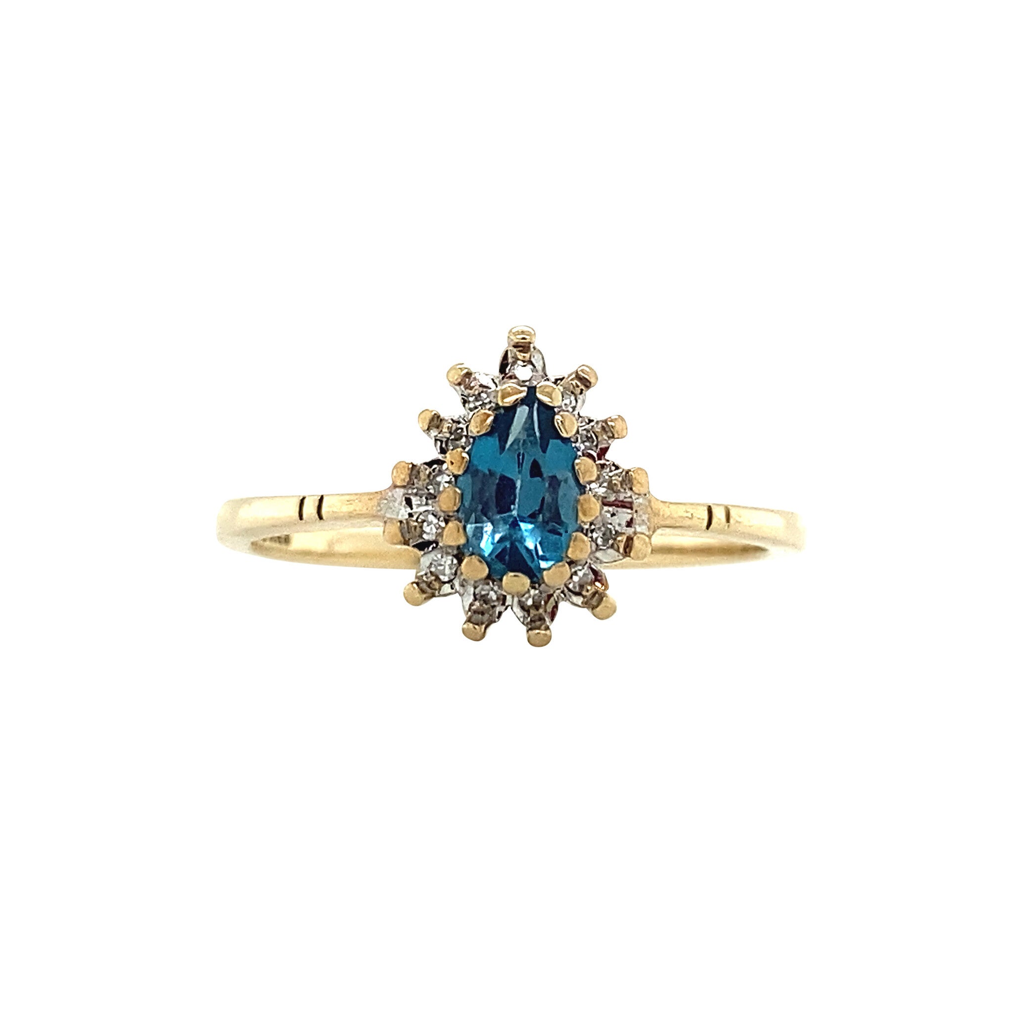 Ring met topaas en diamant 9 krt