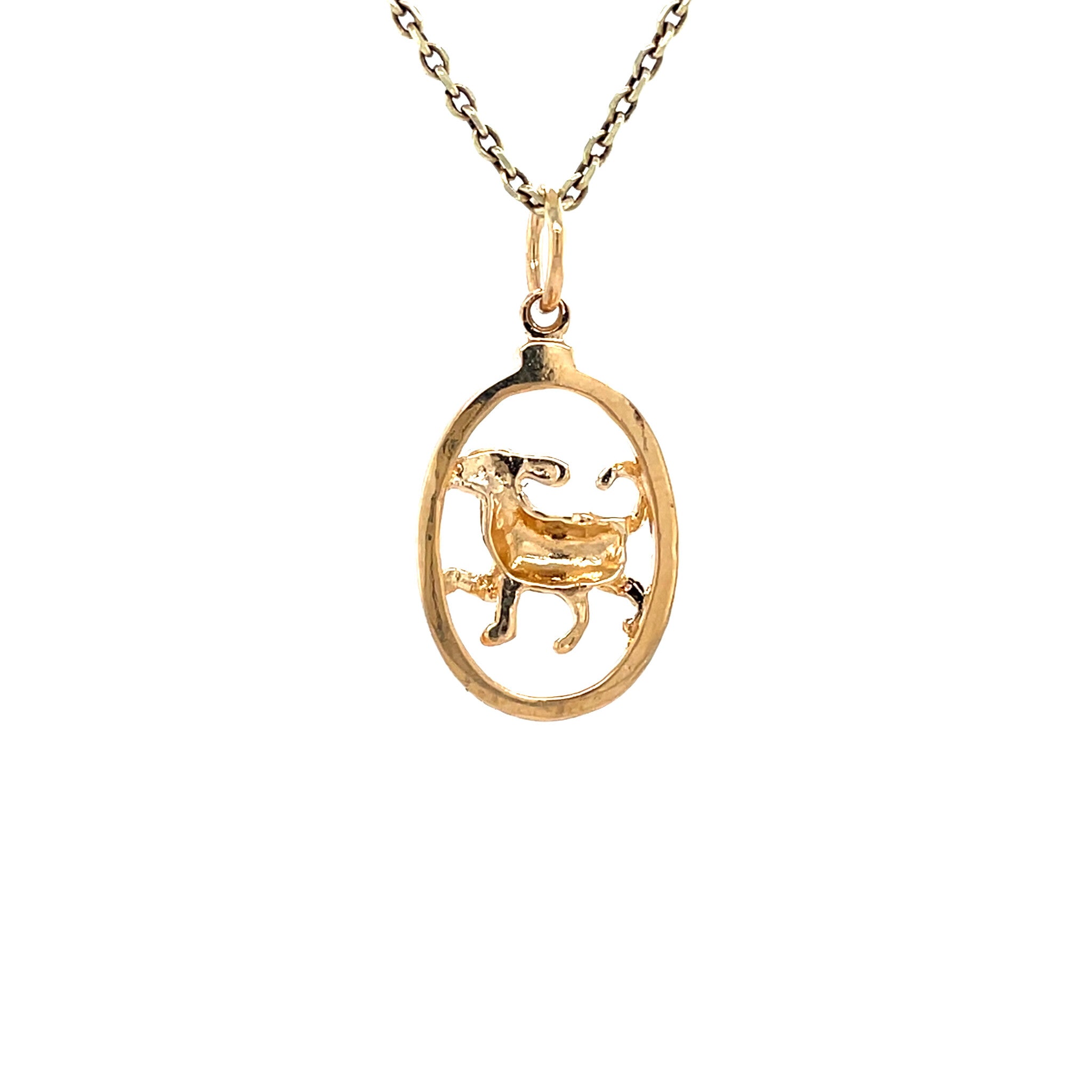 Gold vintage dog pendant 18 kt