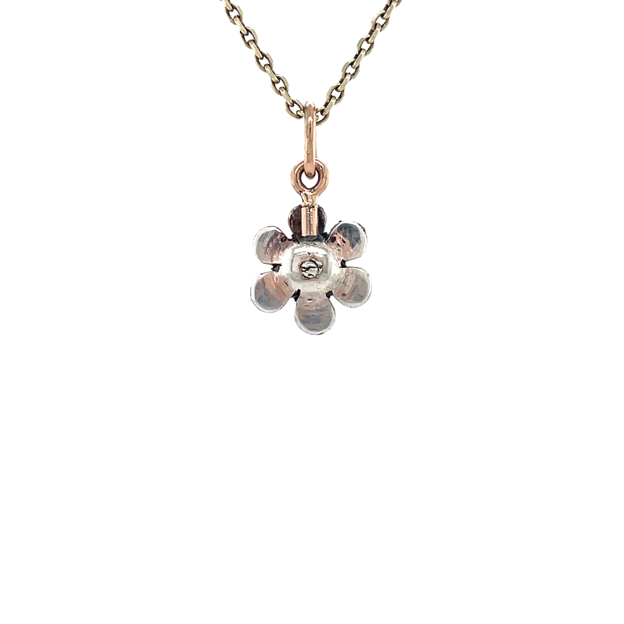 Rose-gold vintage entourage Victorian pendant with rose diamond 14 ktt/925