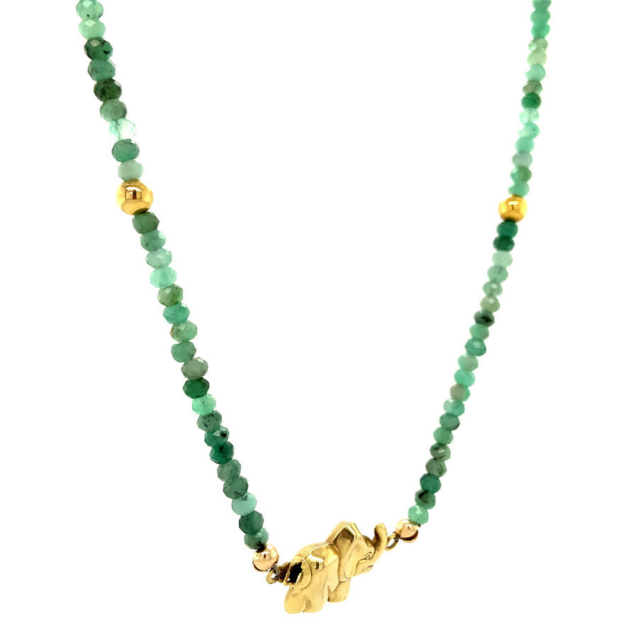 Emerald necklace with gold clasp 42.5 cm 14 krt