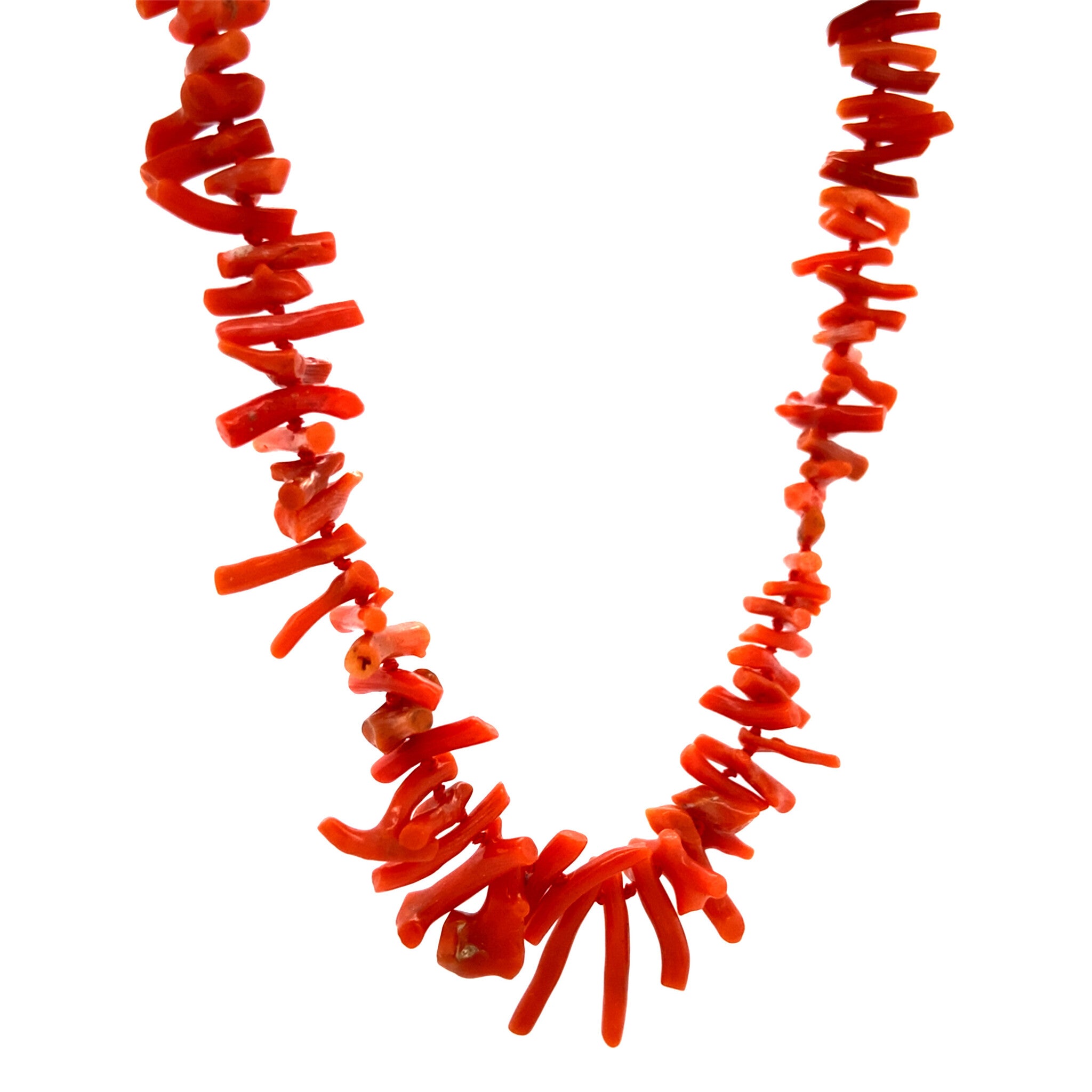 Vintage blood coral necklace with gold clasp 14 kt