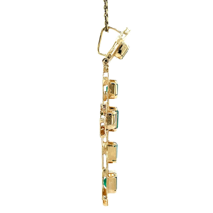 Gouden vintage kruis hanger met smaragd 14 kt