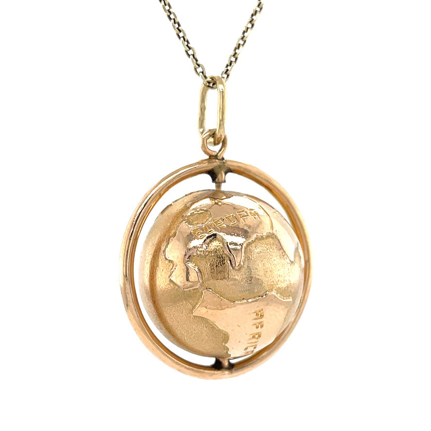 14 kt vintage gold globe pendant