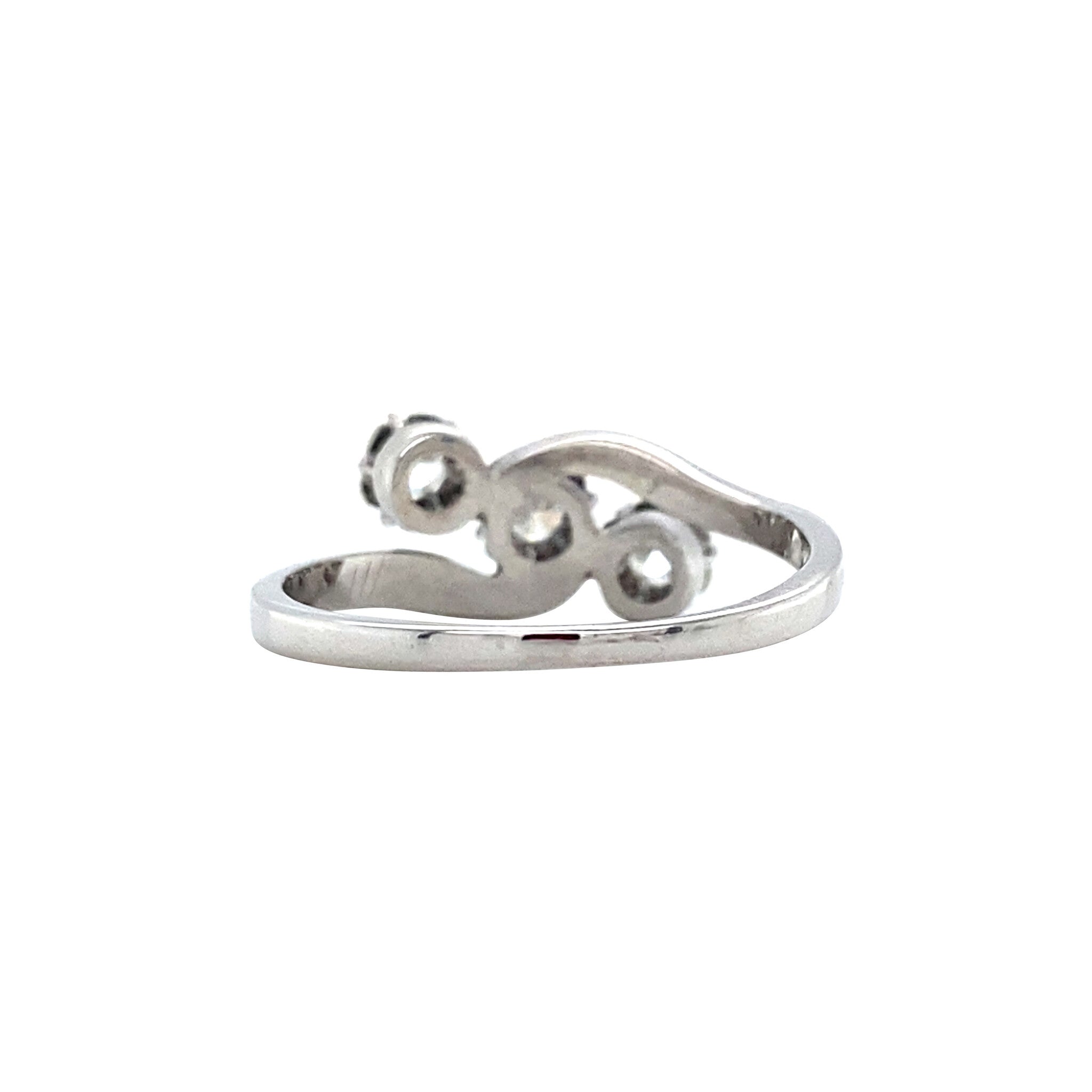 Witgouden vintage trigolie ring met diamant 14 krt