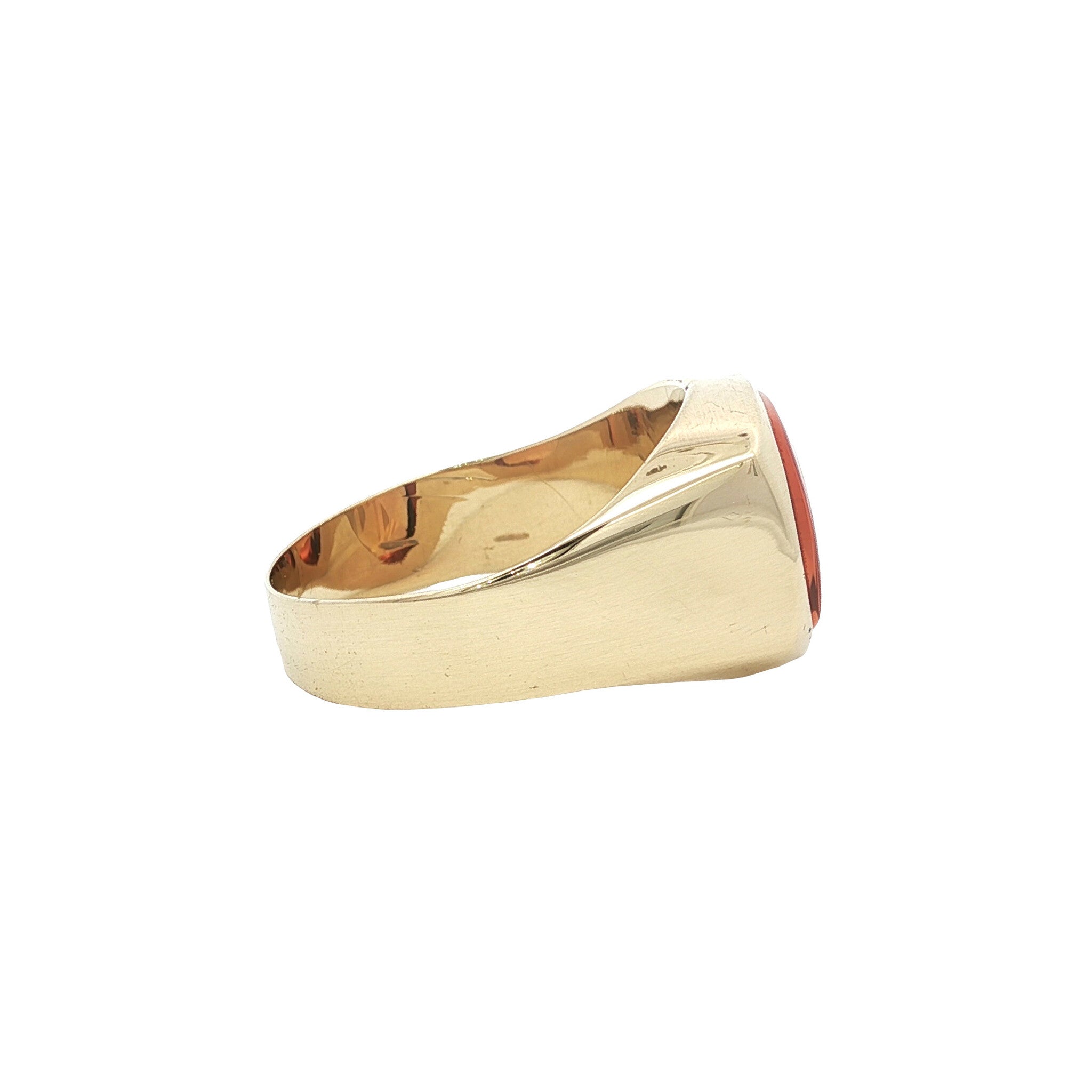 Gouden vintage zegelring met saffier 14 kt