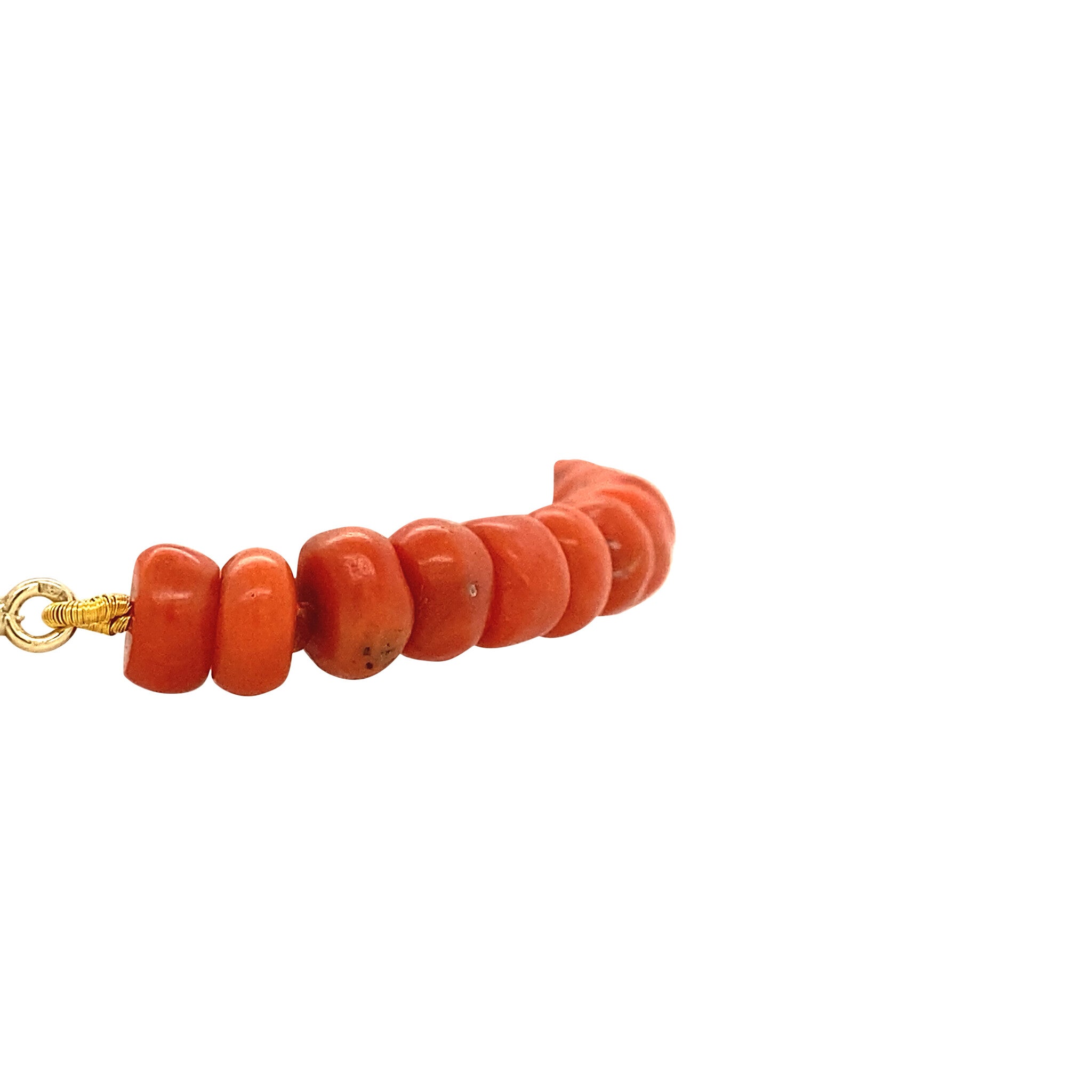Blood coral bracelet with gold clasp 18.5 cm 14 krt