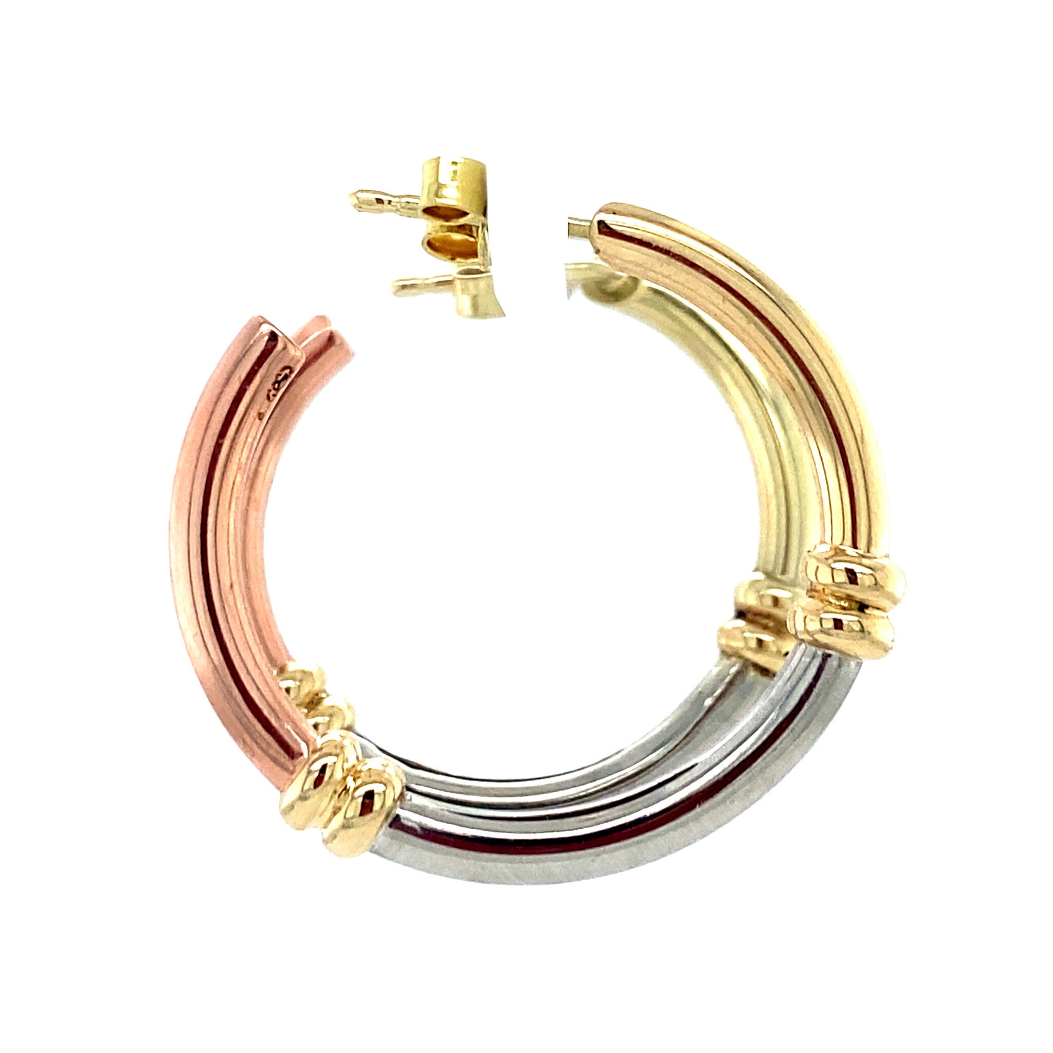 Tricolour gold earrings 14 kt