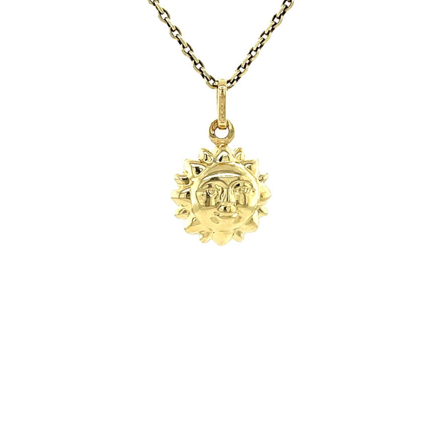 14 kt gold vintage sun pendant