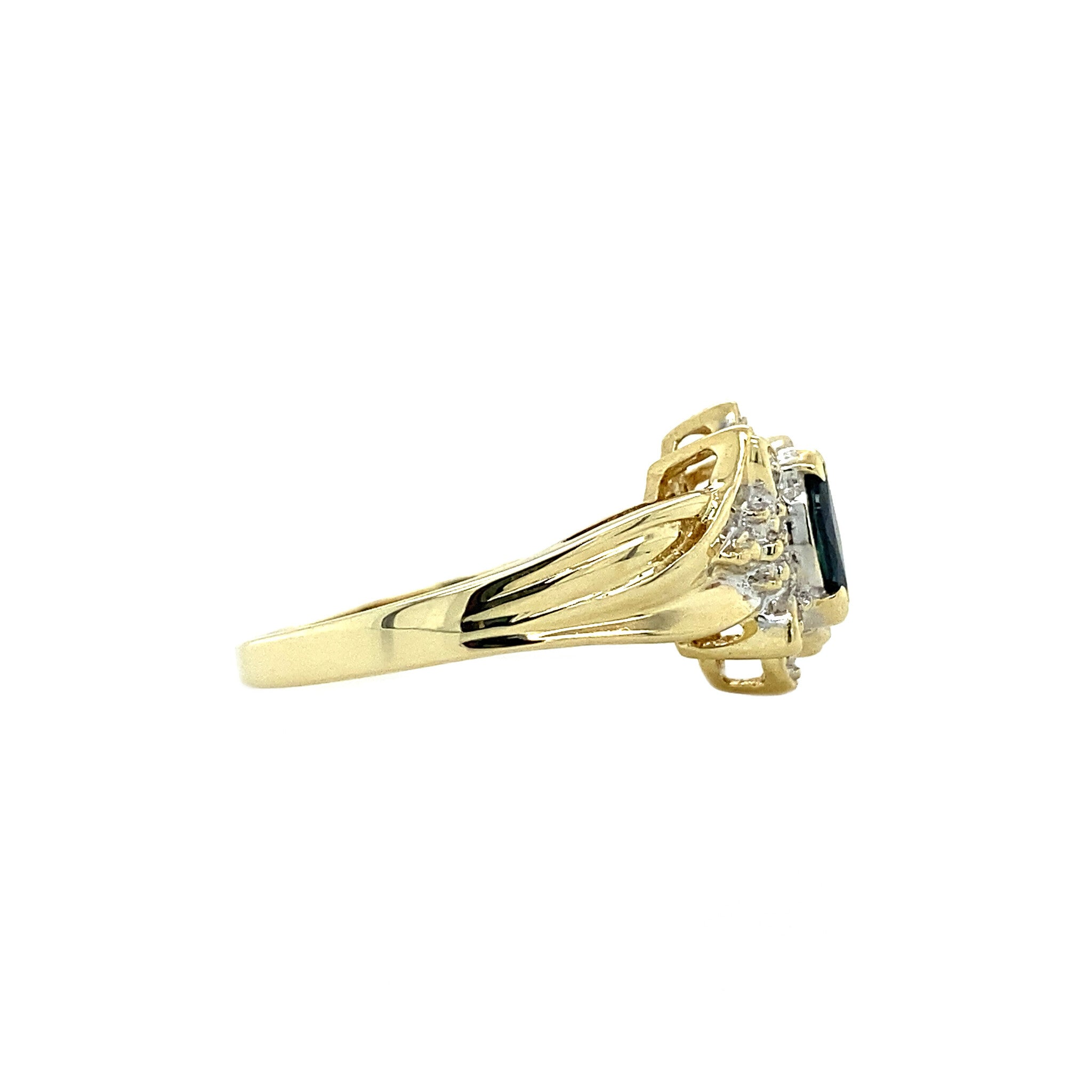 Ring met saffier en diamant 9 krt