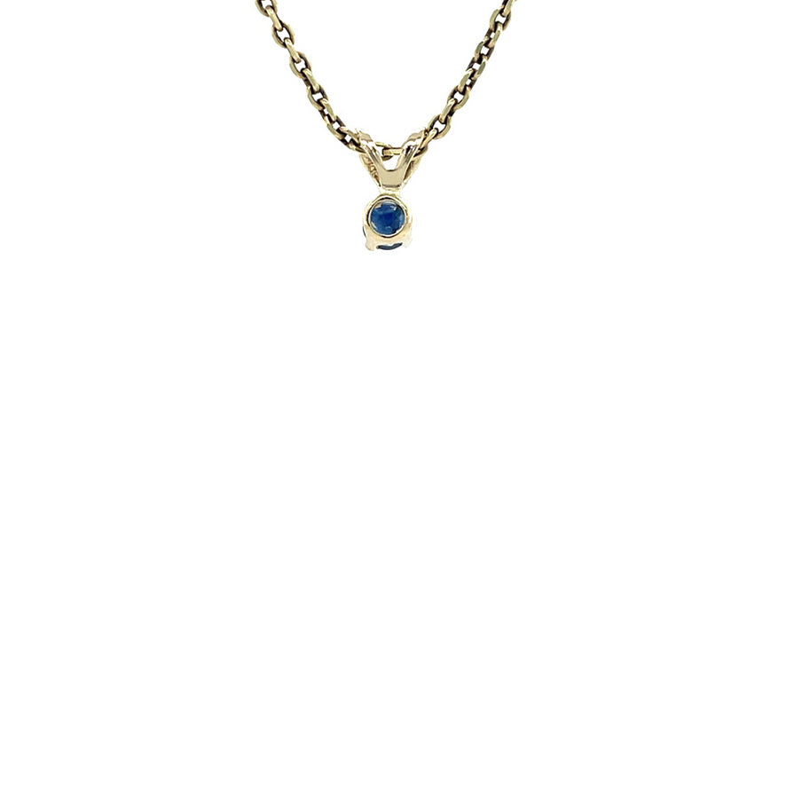Gouden vintage solitair hanger met saffier 14 kt
