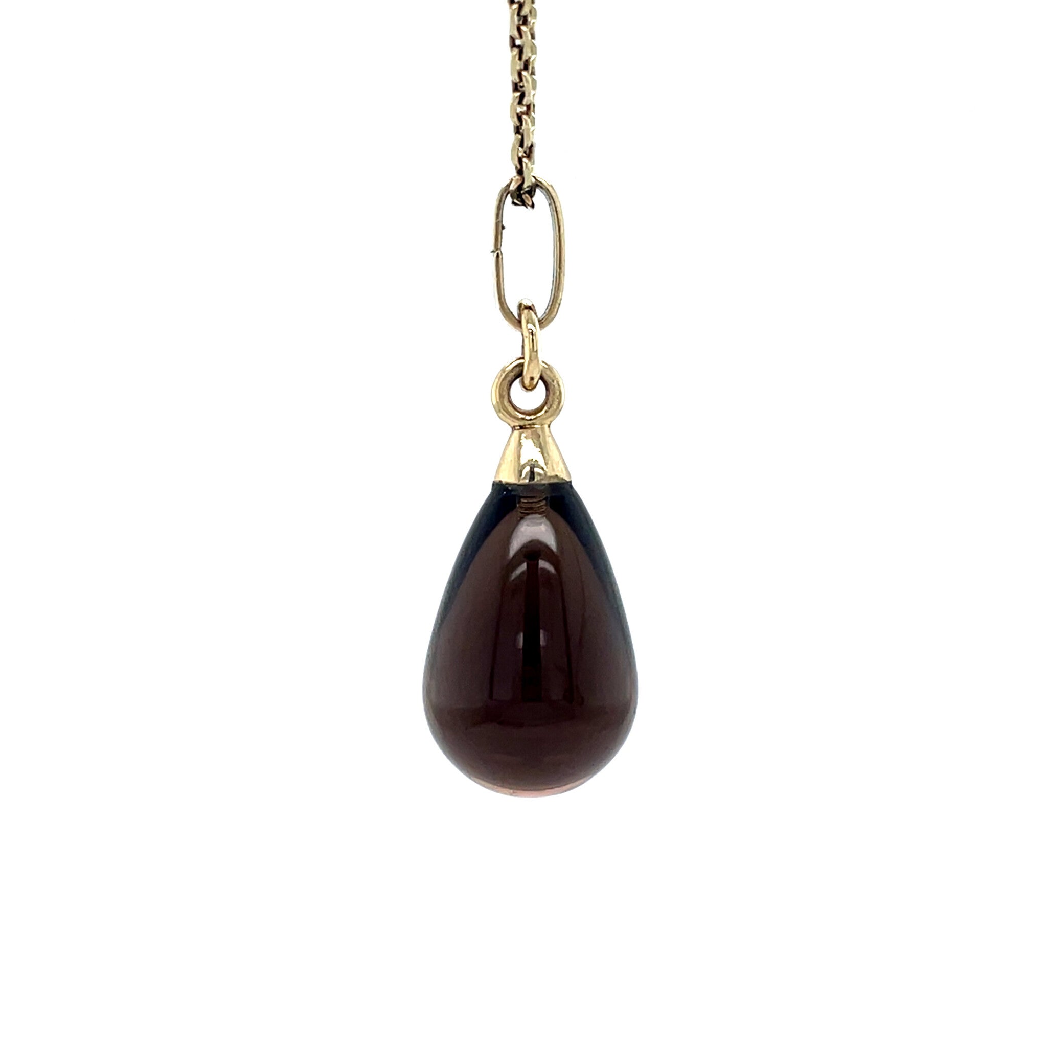Gouden vintage hanger met rookkwarts 14 krt