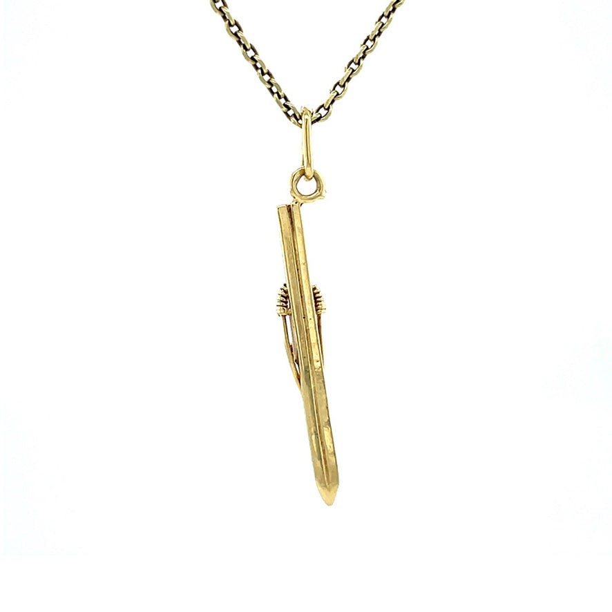 Gouden vintage langlaufski hanger 14 kt