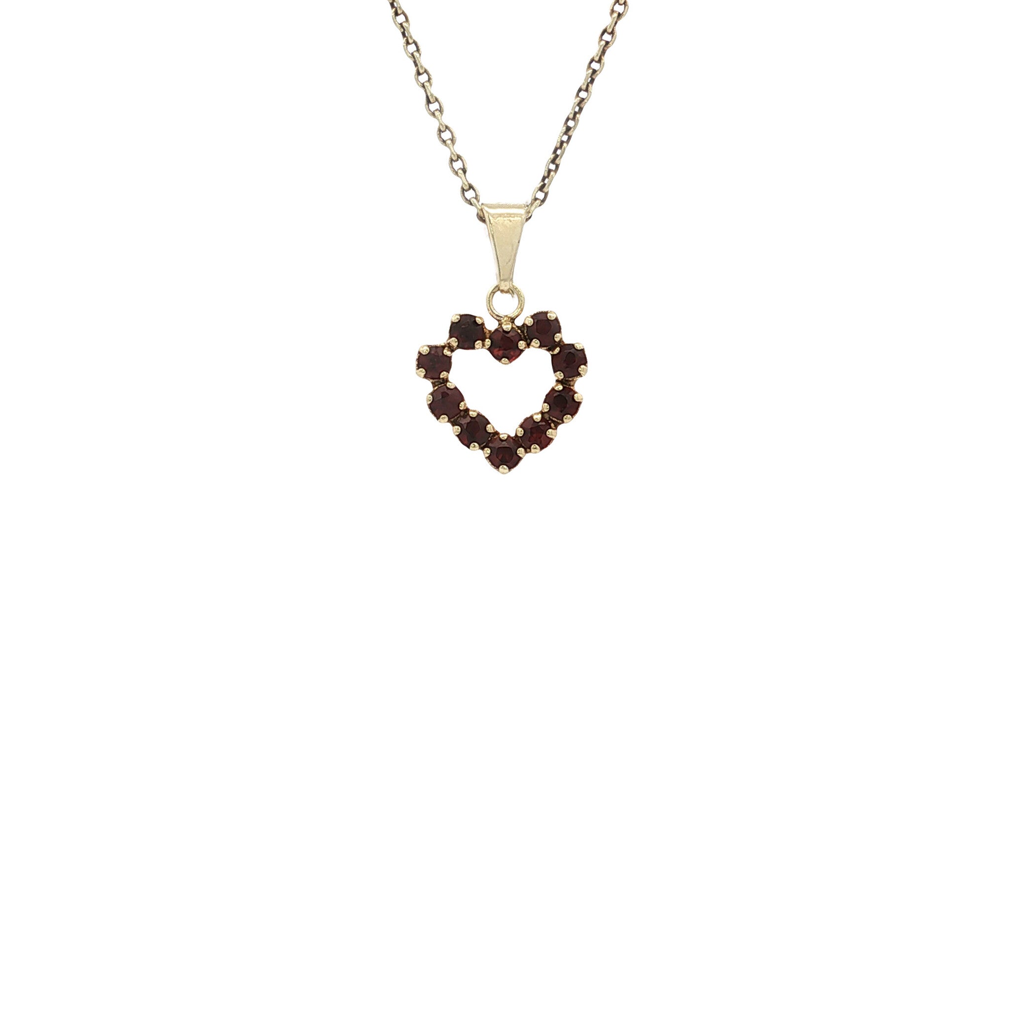 Vintage hart hanger met kleursteen 8 kt