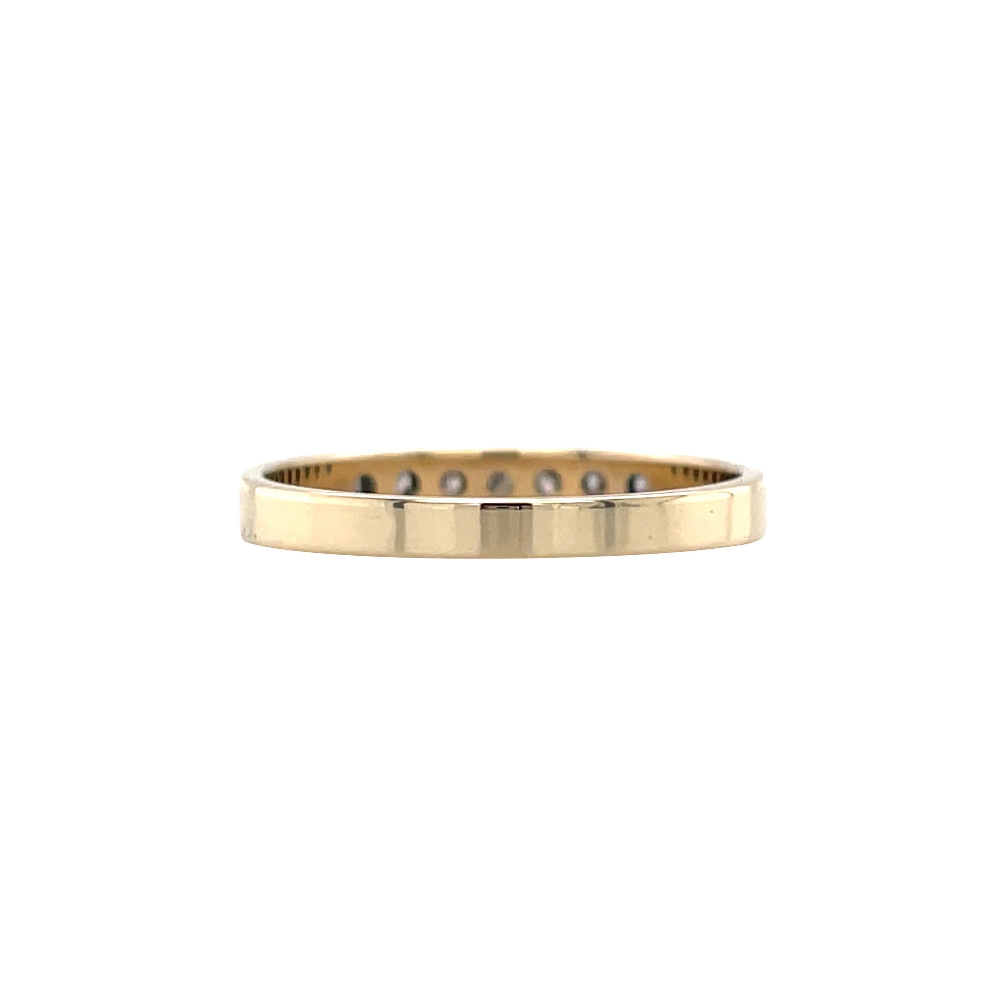 14 kt vintage gold row ring with a diamond