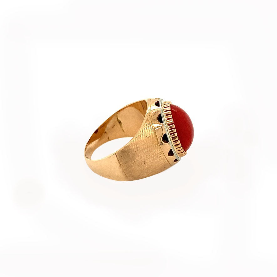 Rosé gouden ring met bloedkoraal 18 krt