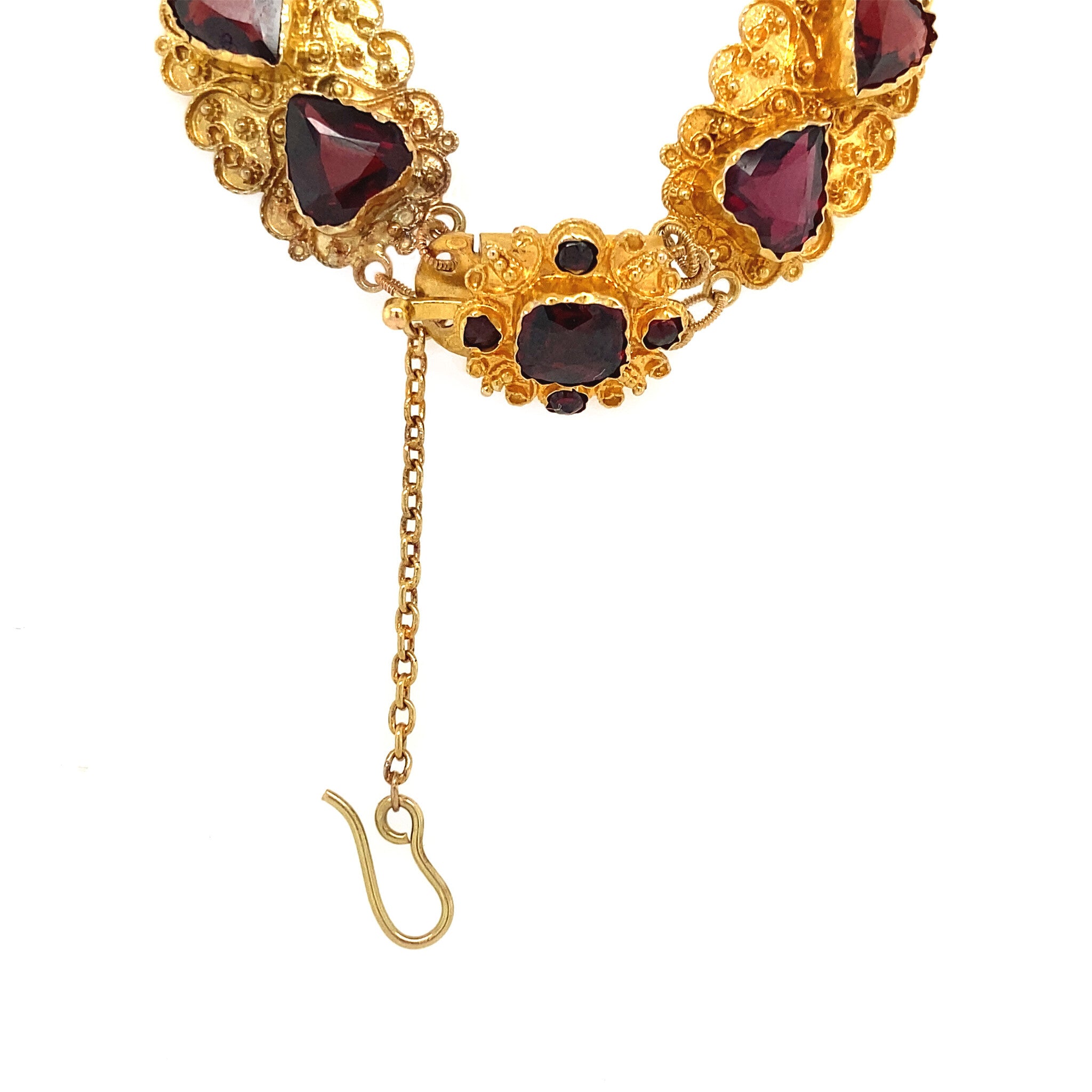Gold necklace with garnet 38 cm 14 krt