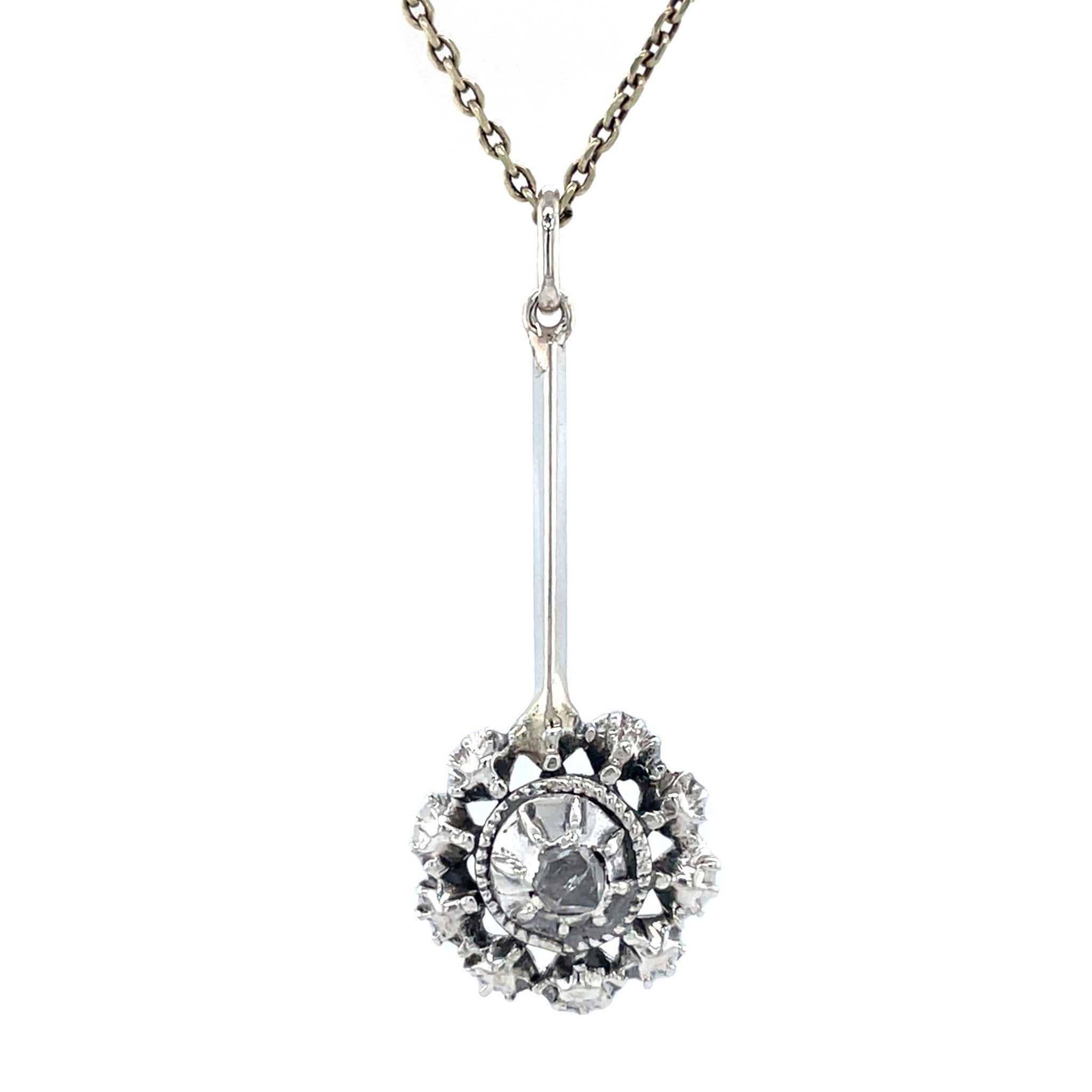 Silver vintage pendant with rose diamond 925