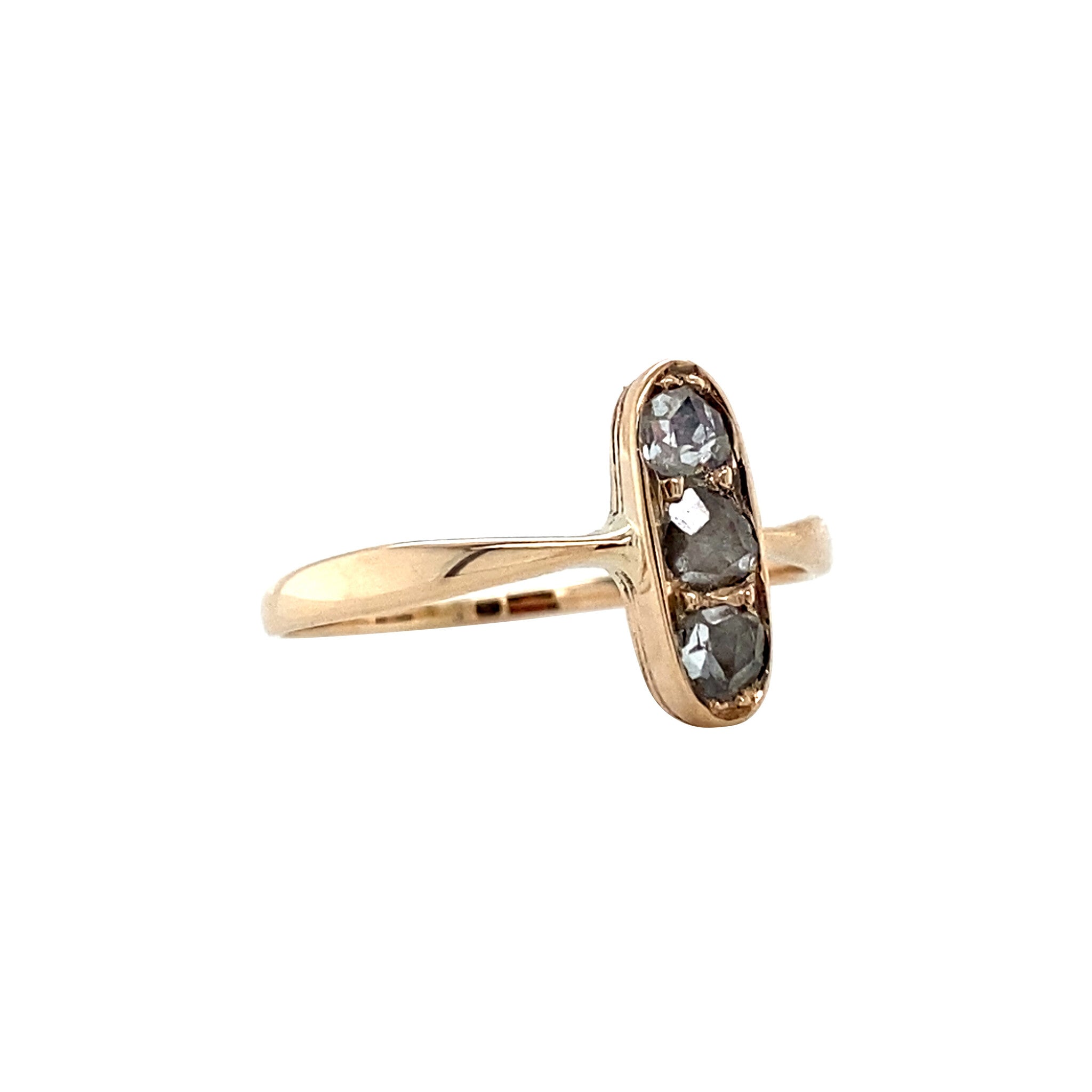 12 kt rose gold ring with rose-cut diamond