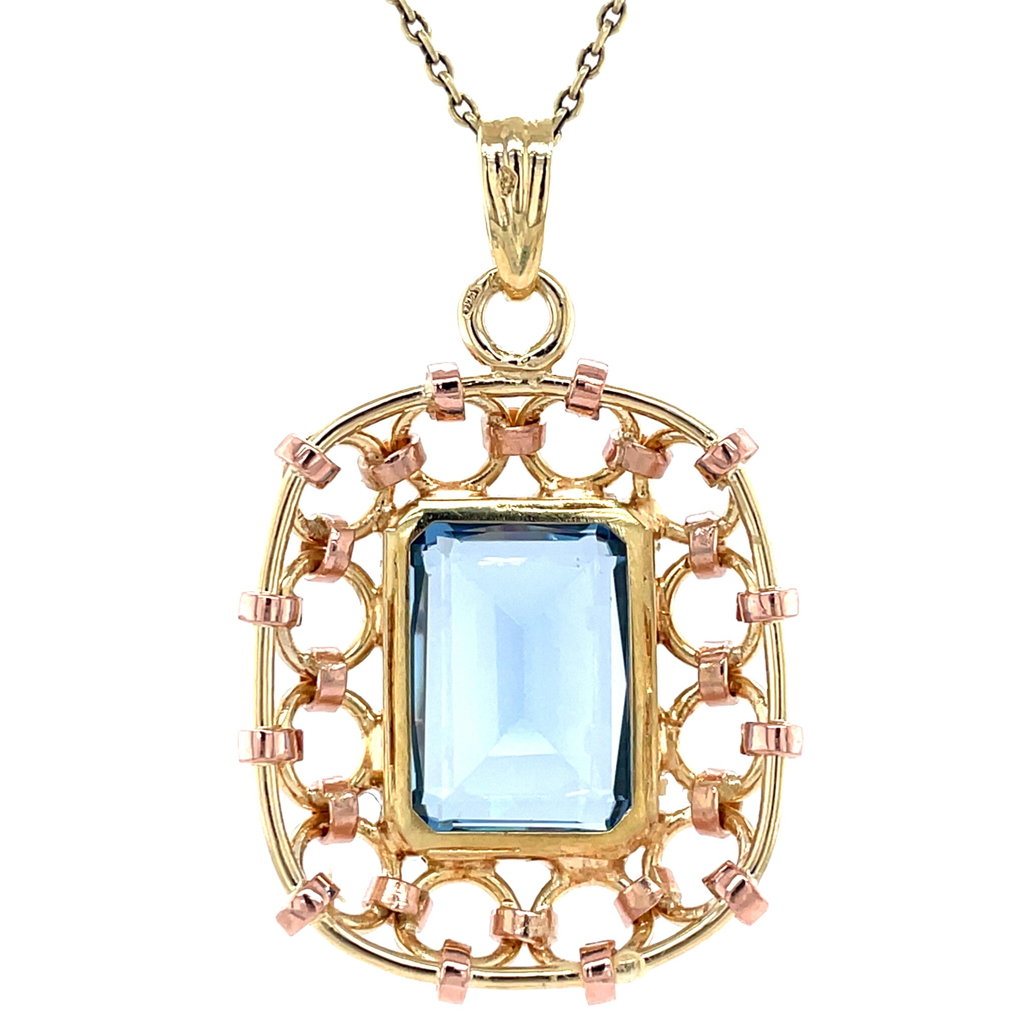 Gold vintage pendant with spinel 14 kt