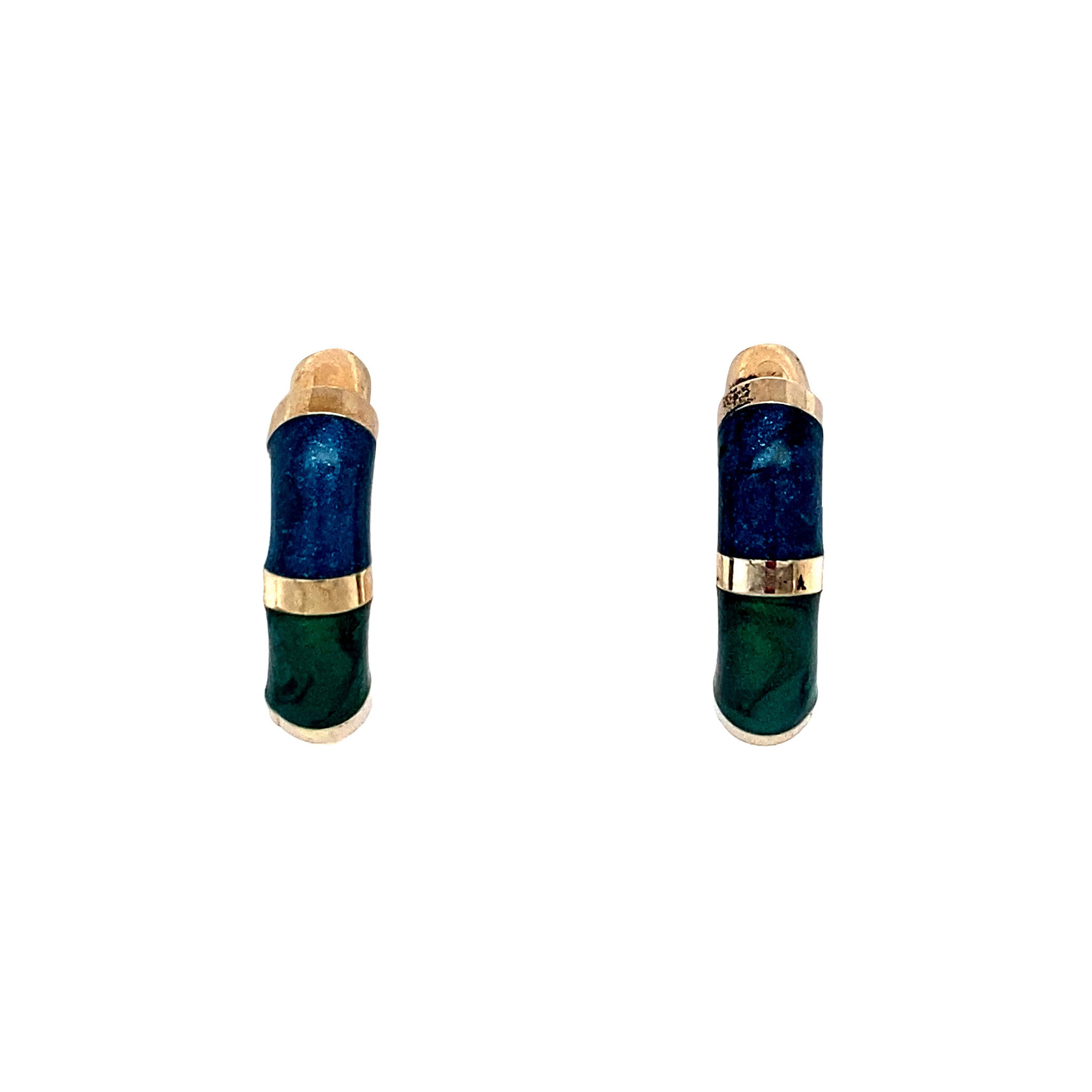 14 kt gold earrings with enamel