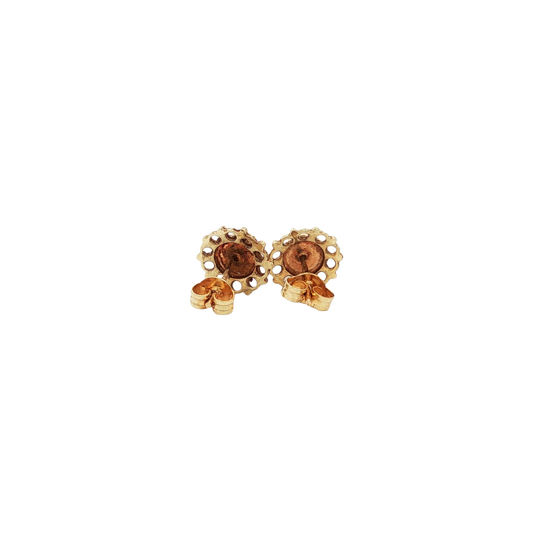 Gold vintage stud earrings with blood coral 14 kt