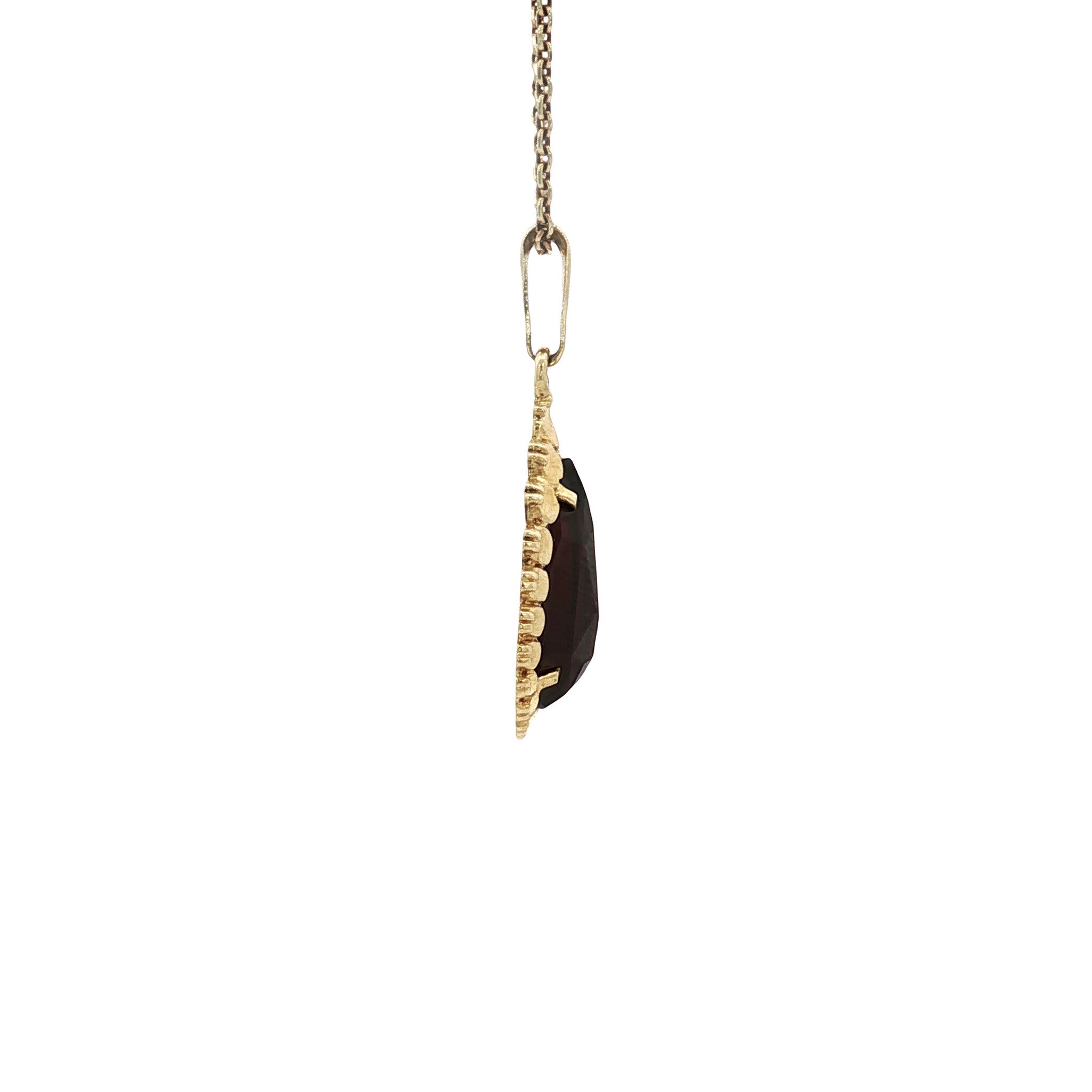Gouden vintage hanger met granaat 14 kt