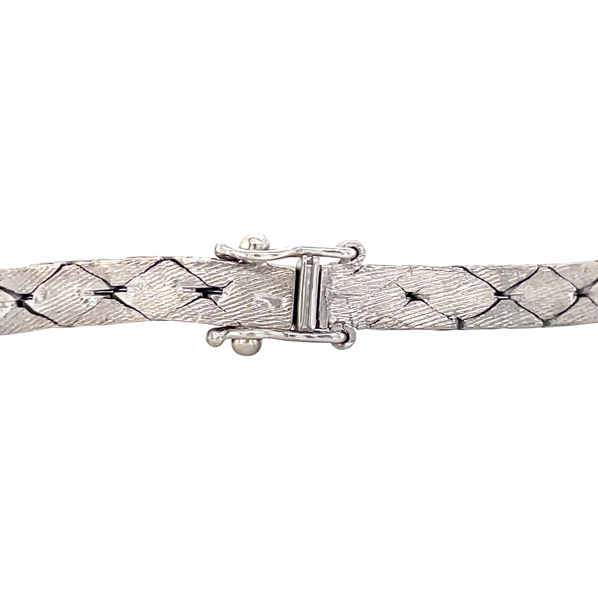 Witgouden vintage armband met aquamarijn en diamant 14 krt