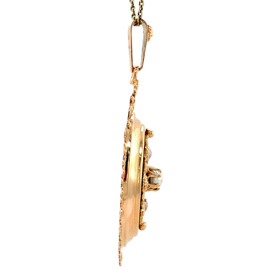 Vintage 18 kt gold pendant with pearl