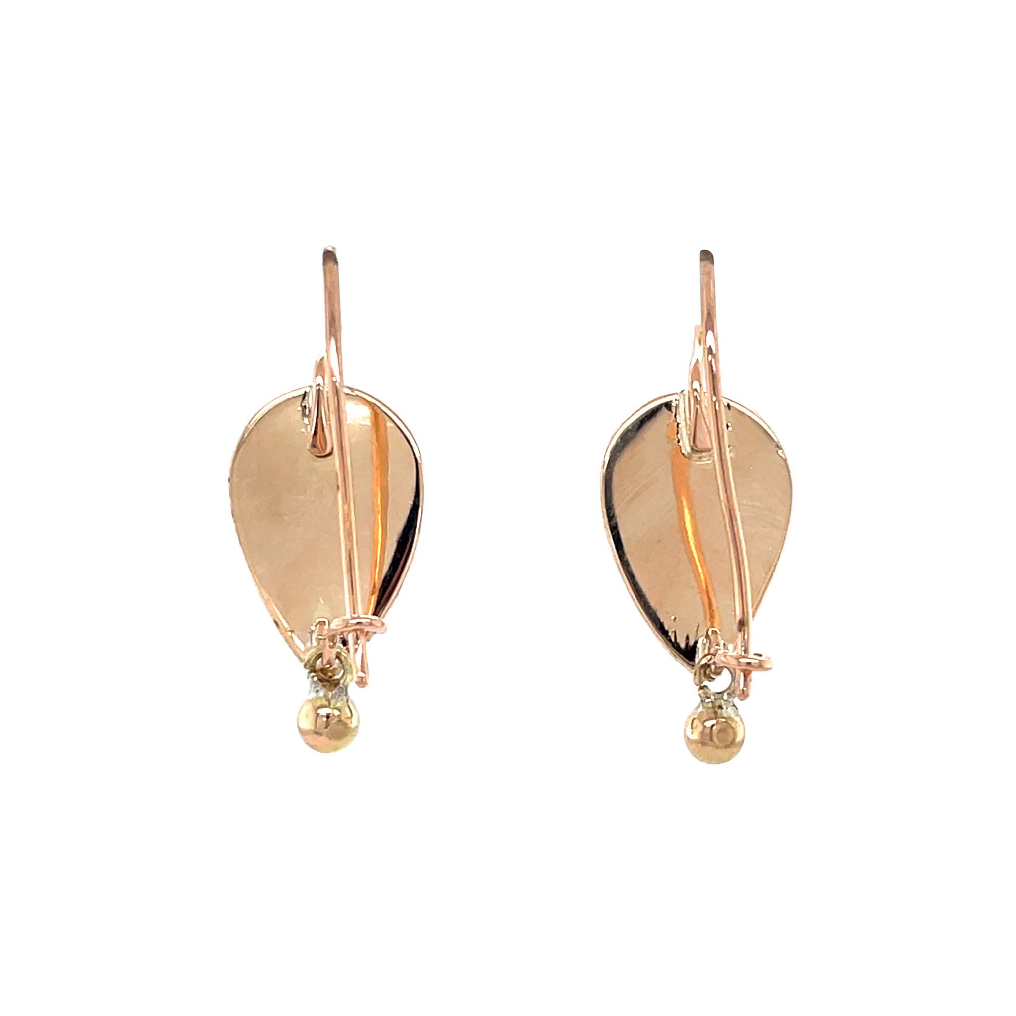 Gouden vintage oorhangers met granaat 14 krt
