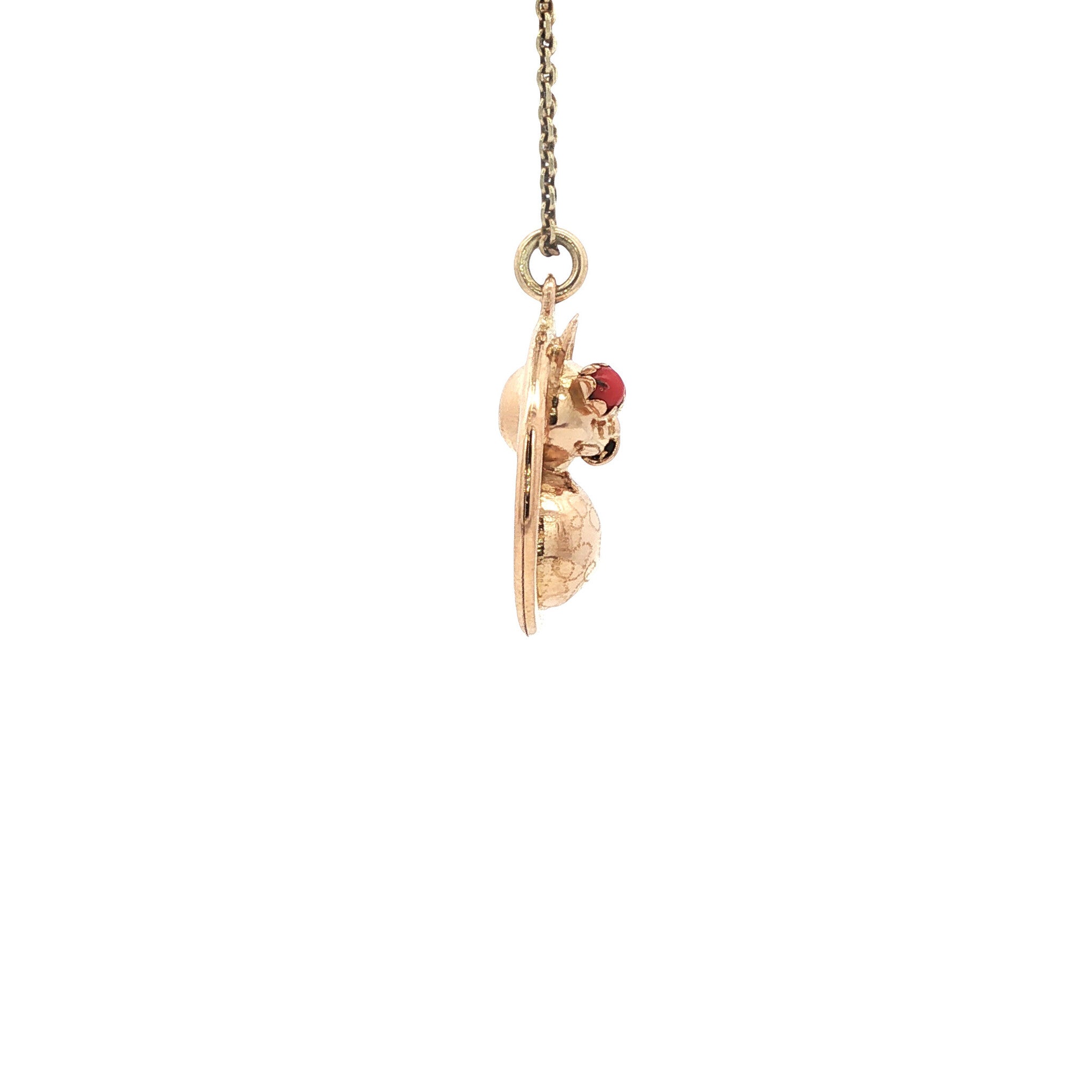 Gouden vintage kat hanger met kleursteen 14 kt