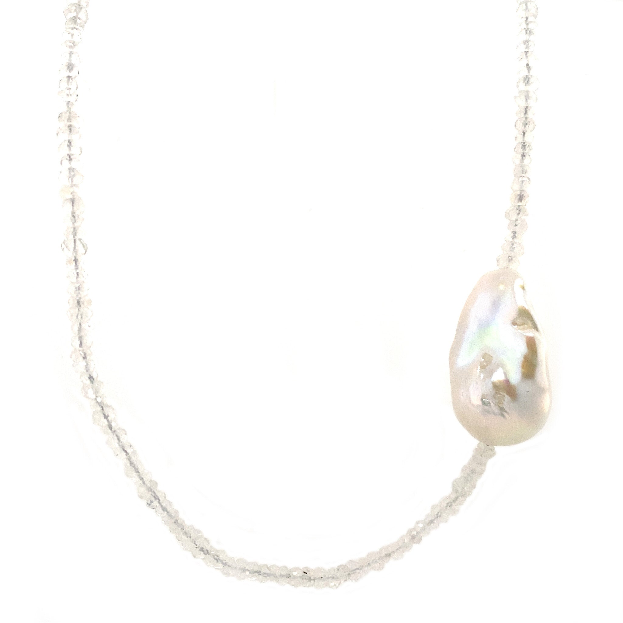 Schoeffel collier met maansteen en parel 18 krt/925