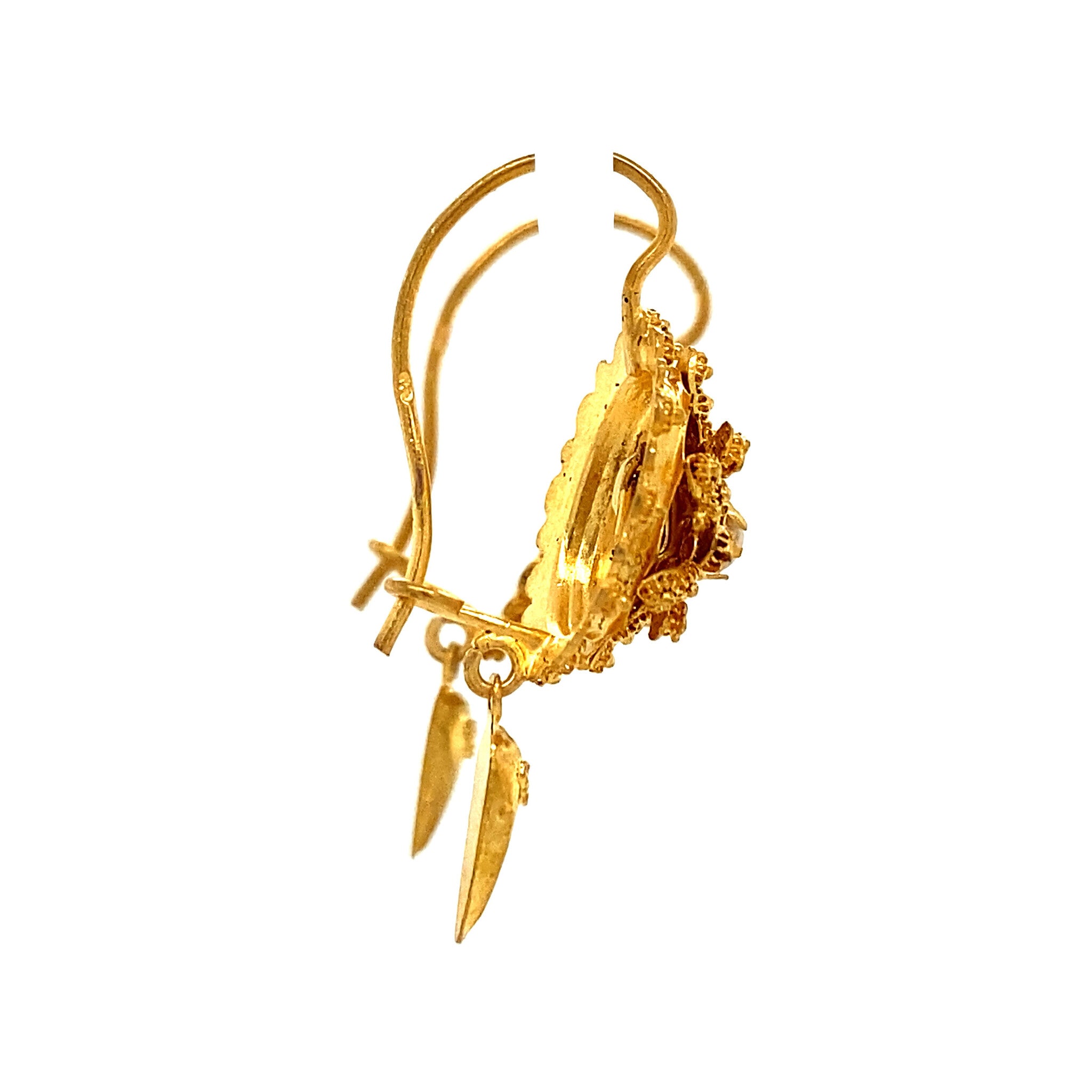 14 kt gold filigree earrings with pearl