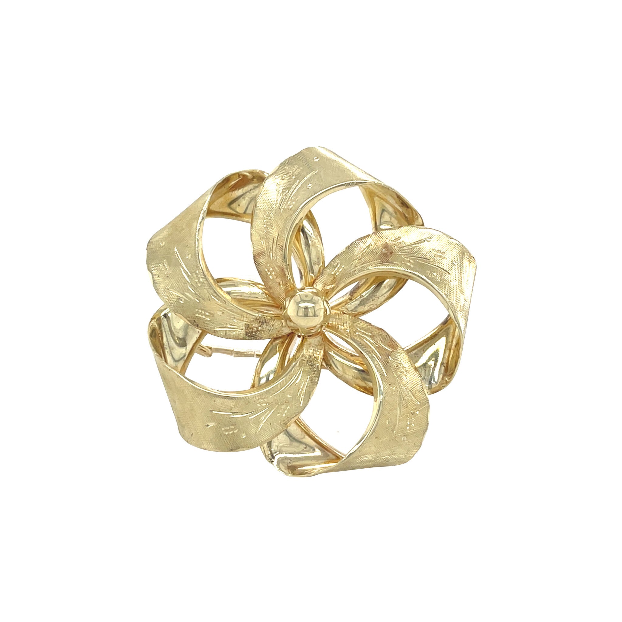 Gold vintage flower brooch 14 kt