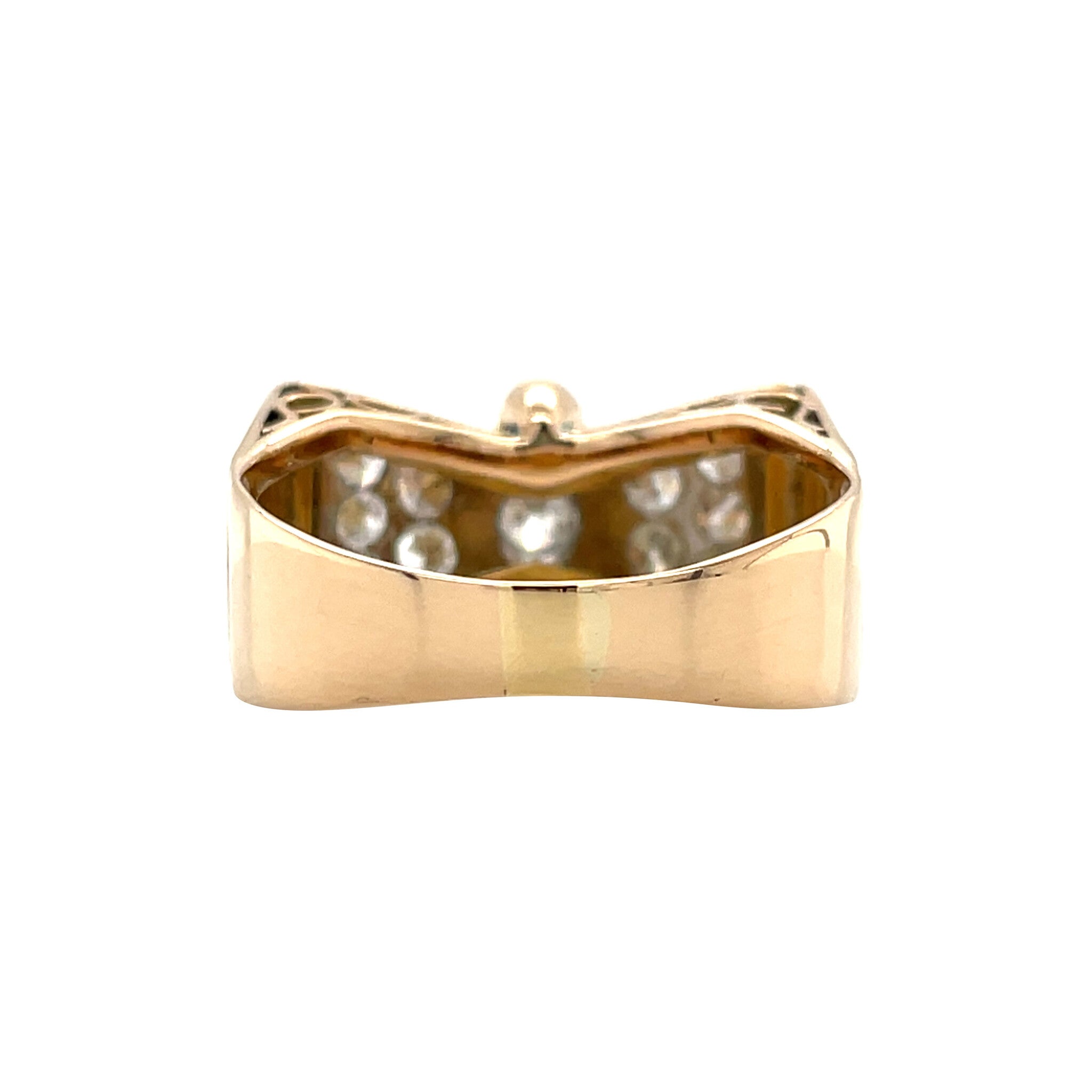 Golden vintage bow ring with diamond 14 kt/950