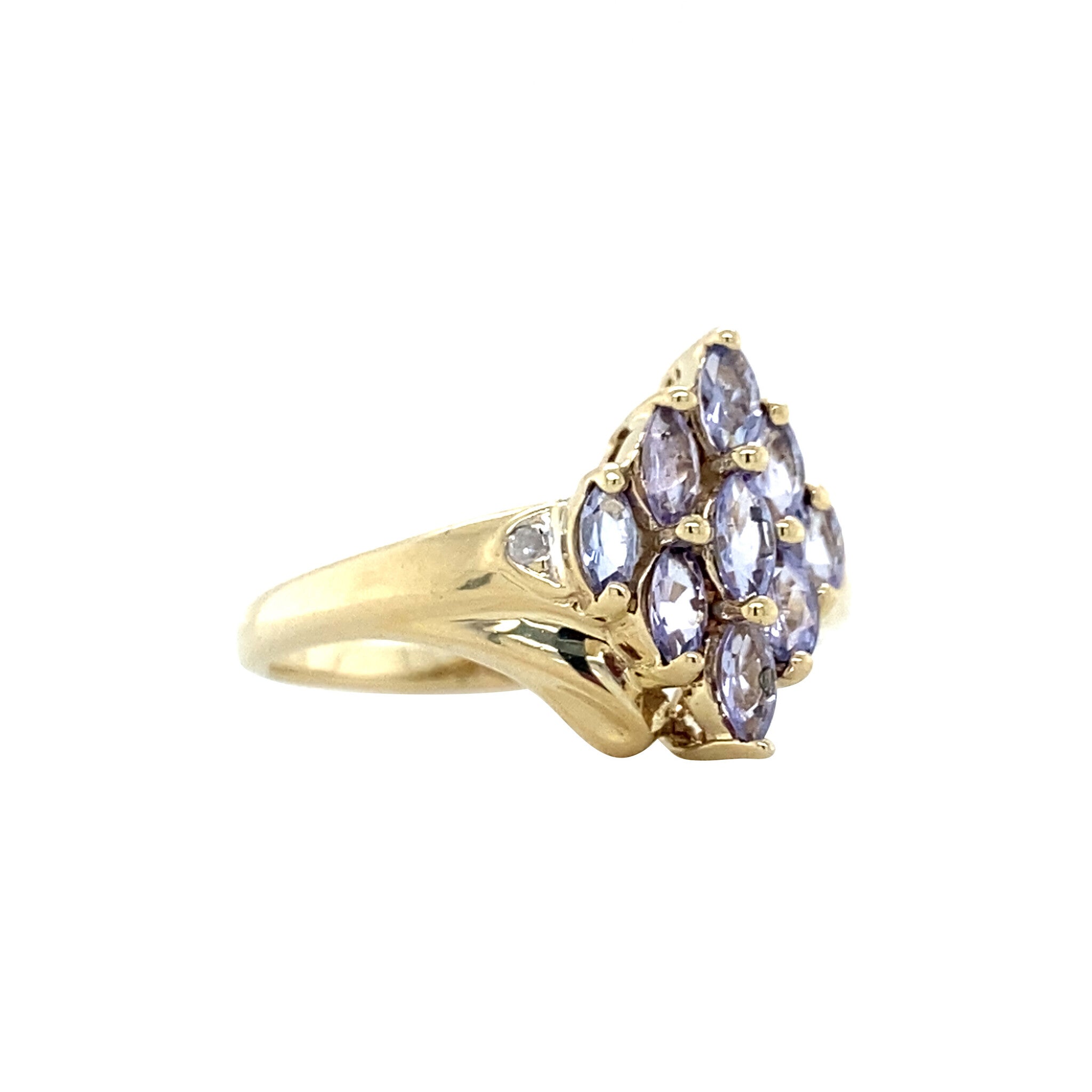 Ring with tanzanite and diamond 9 kt