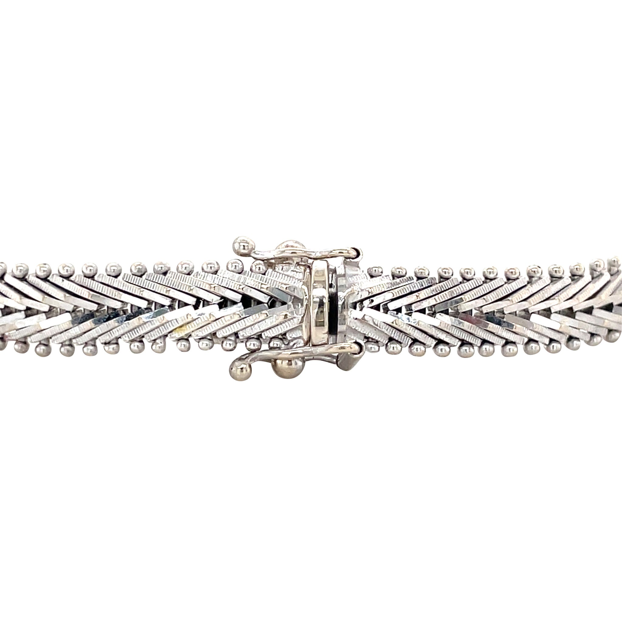 Witgouden vintage entourage armband met saffier en diamant 14 krt