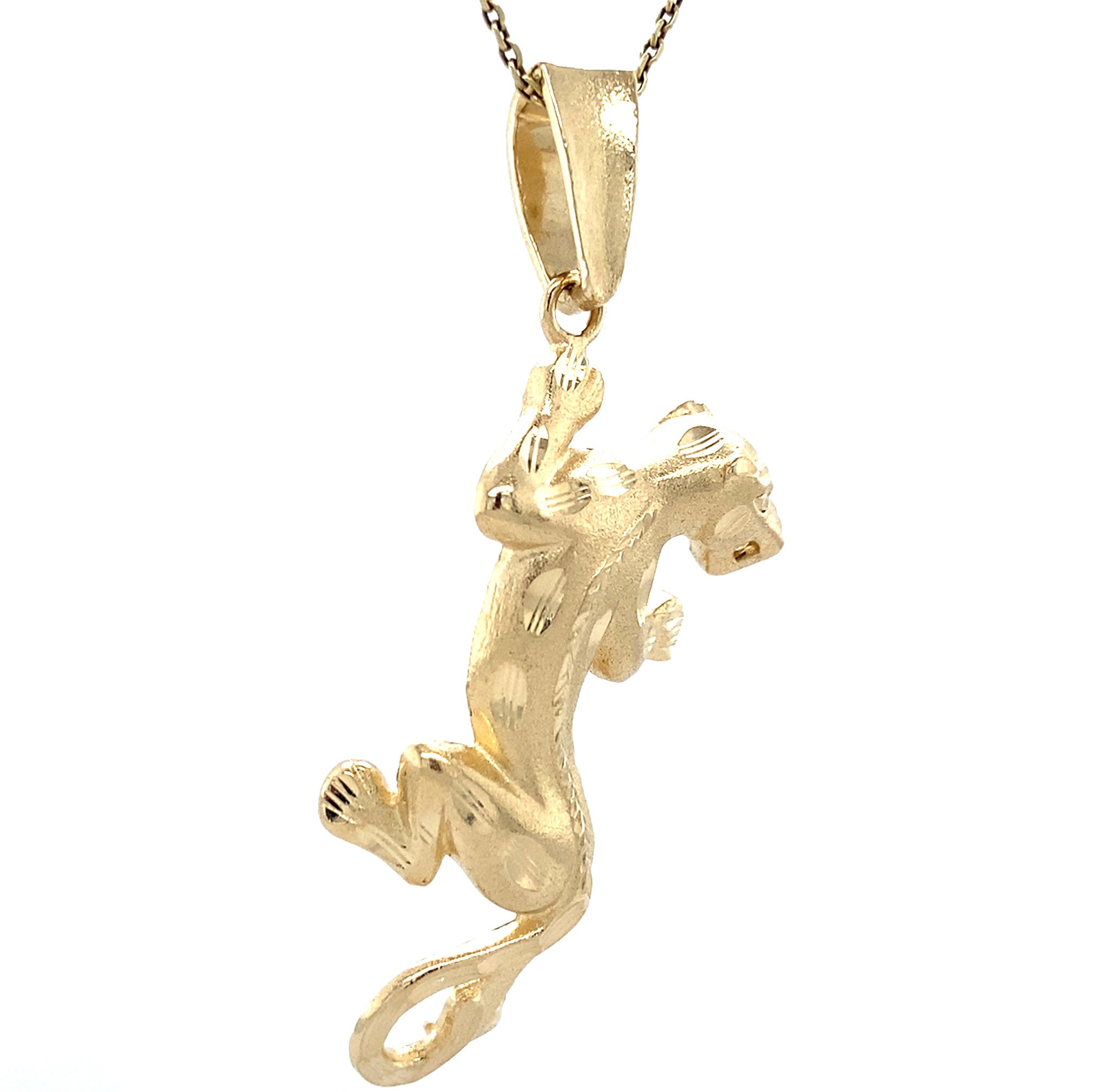 Golden vintage panther pendant 14 kt