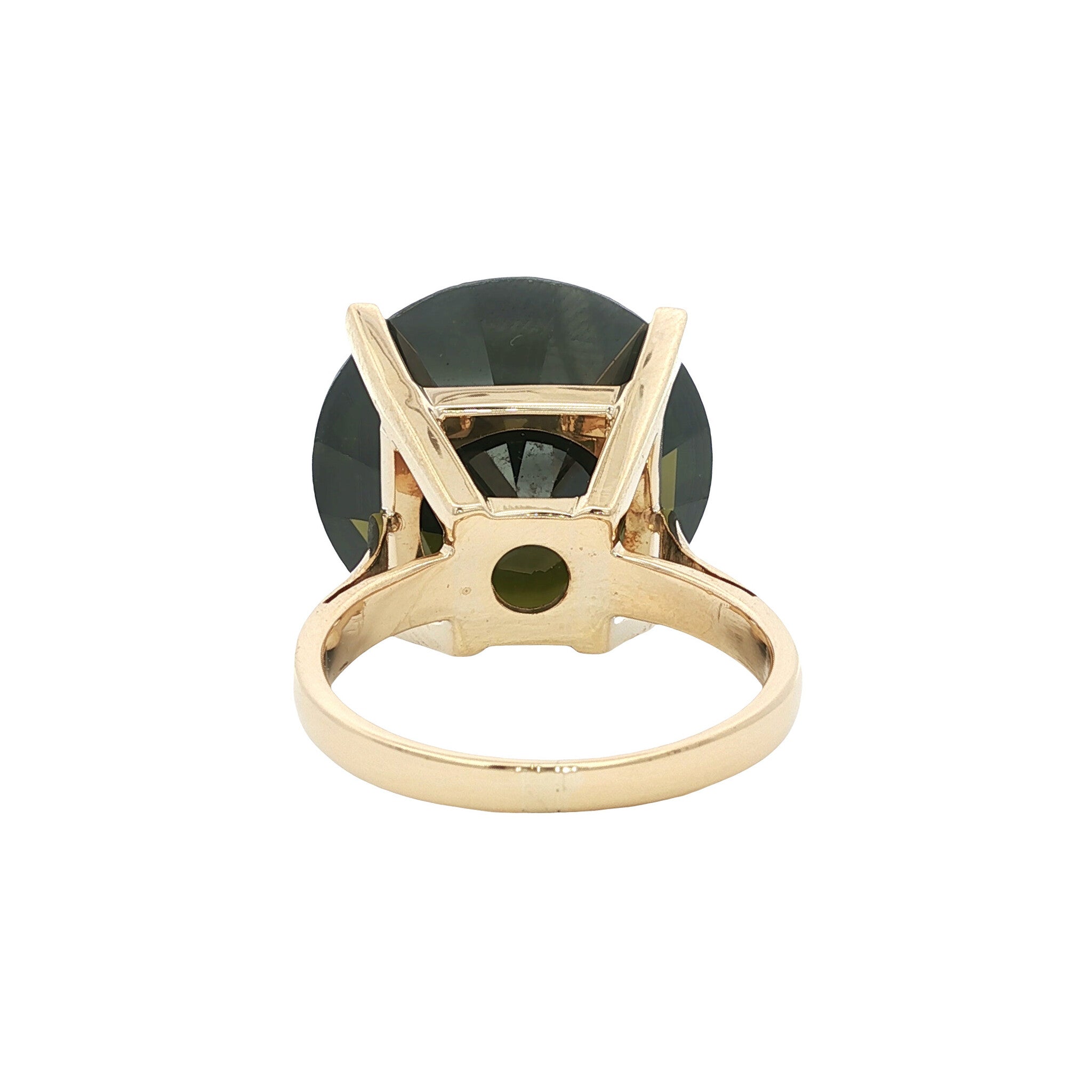 Gouden ring met groene zirkonia 14 kt