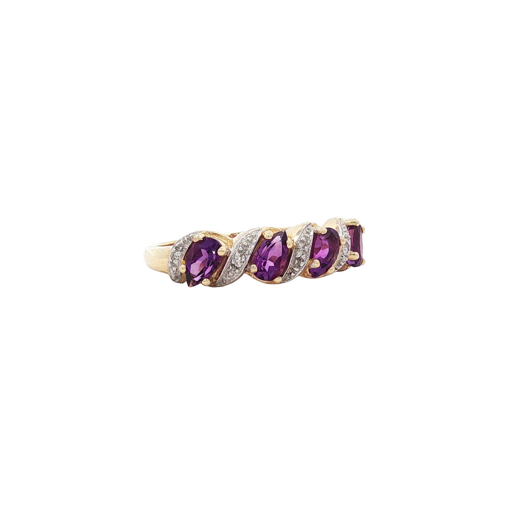 Ring met amethist en diamant 9 kt