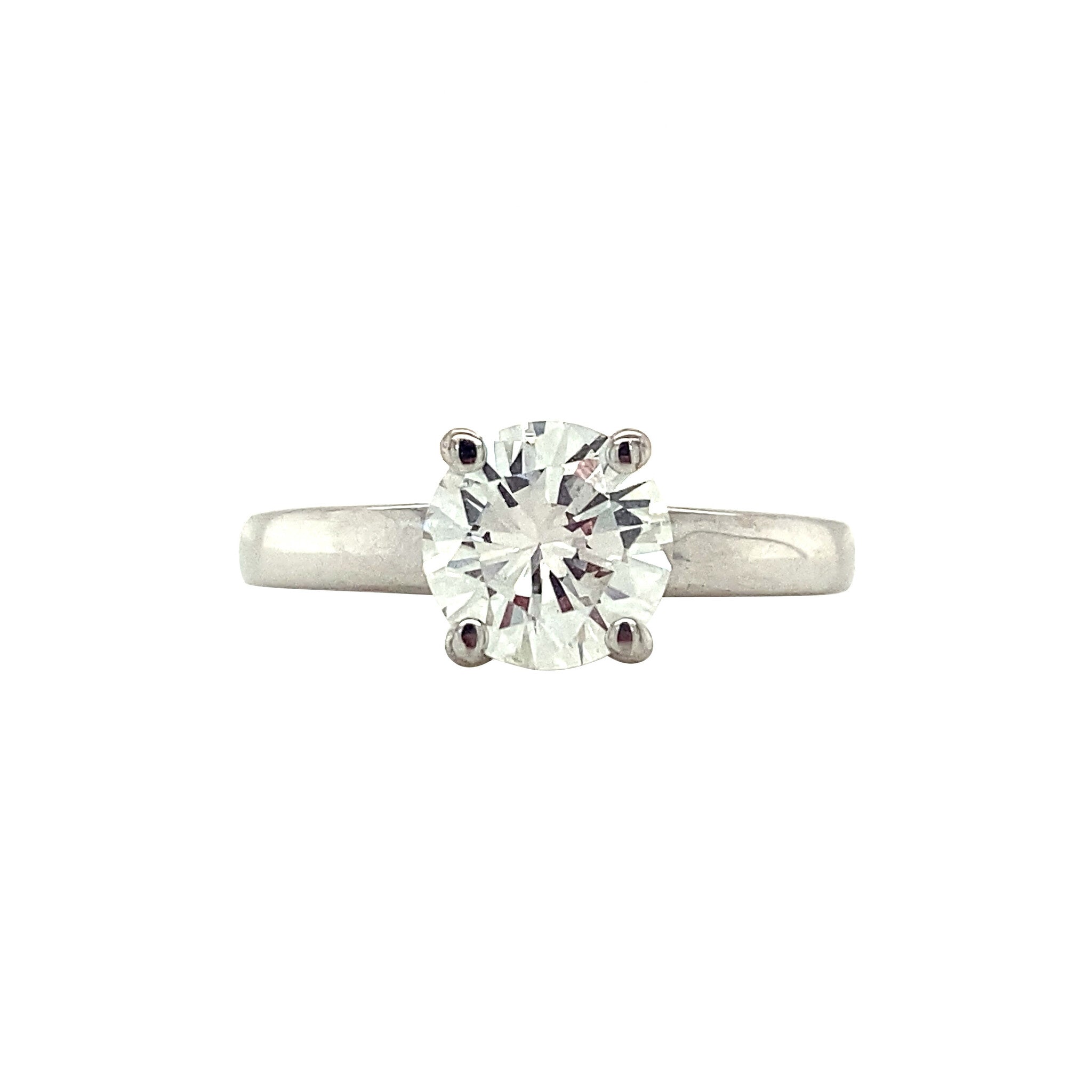 White gold solitaire ring with 1.39 ct diamond, 18 kt