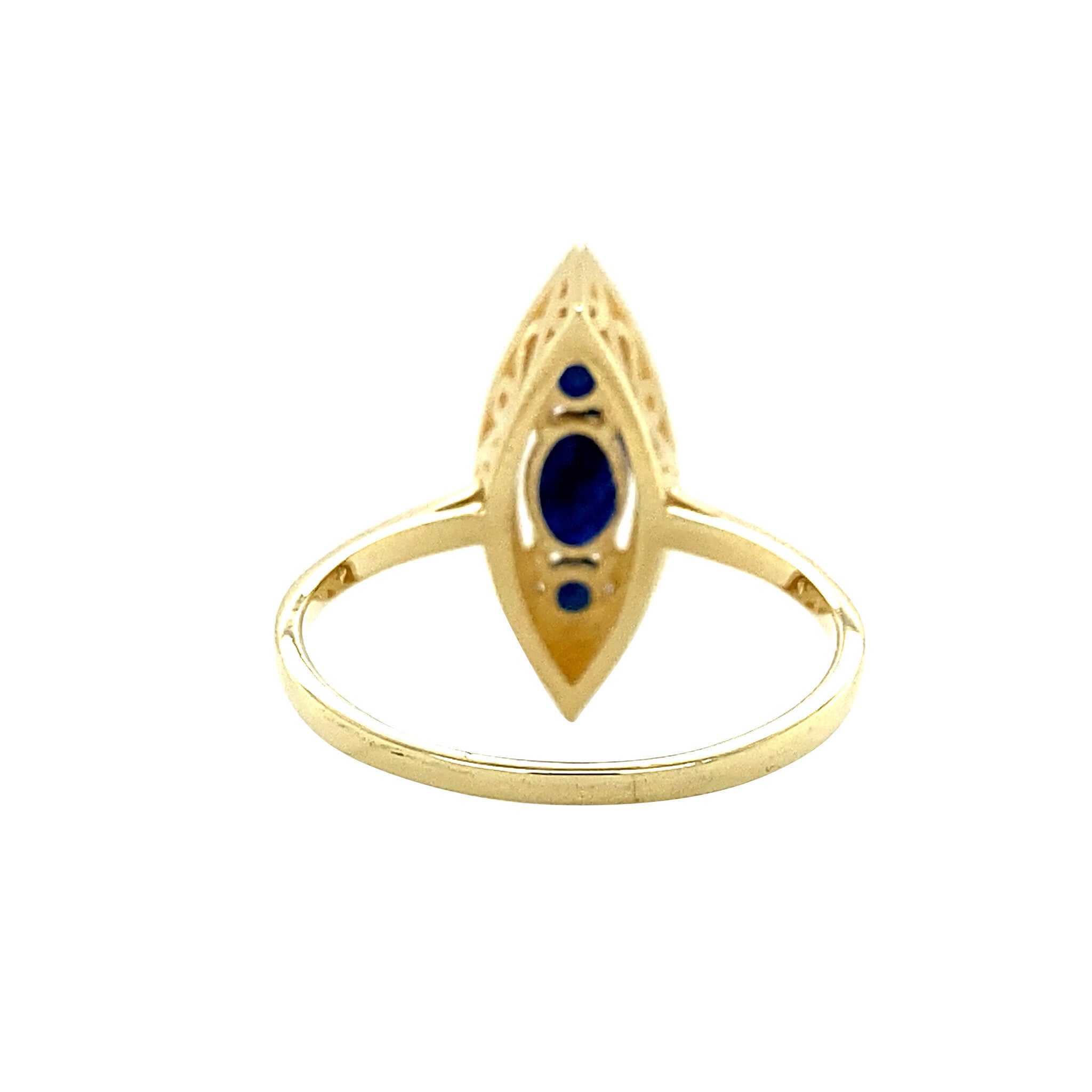 Gouden prinsessen ring met saffier en diamant 14 krt