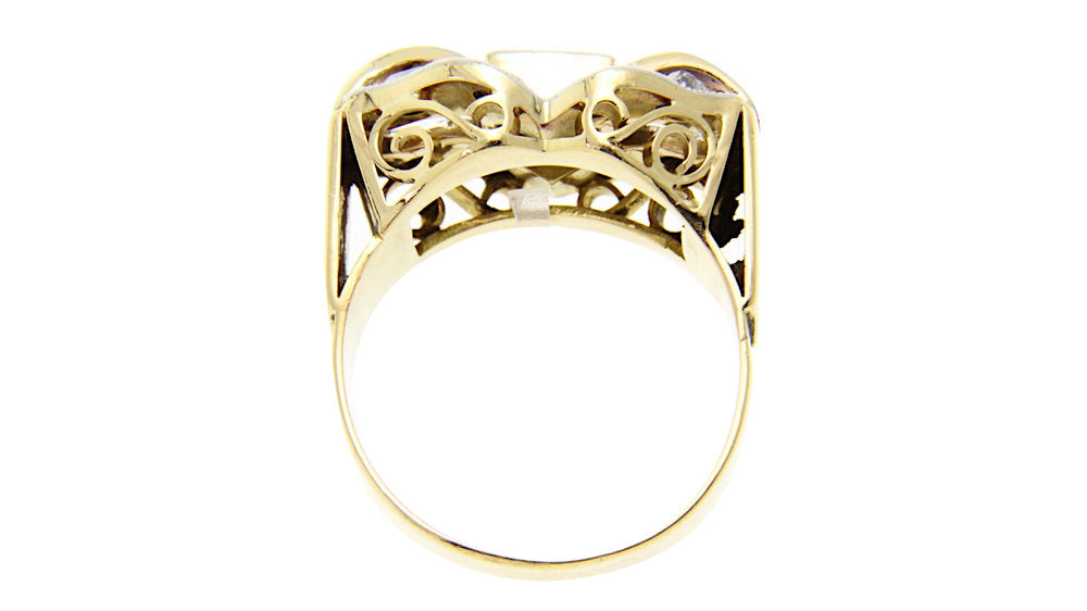 Gouden art deco ring met roosdiamant 14 krt