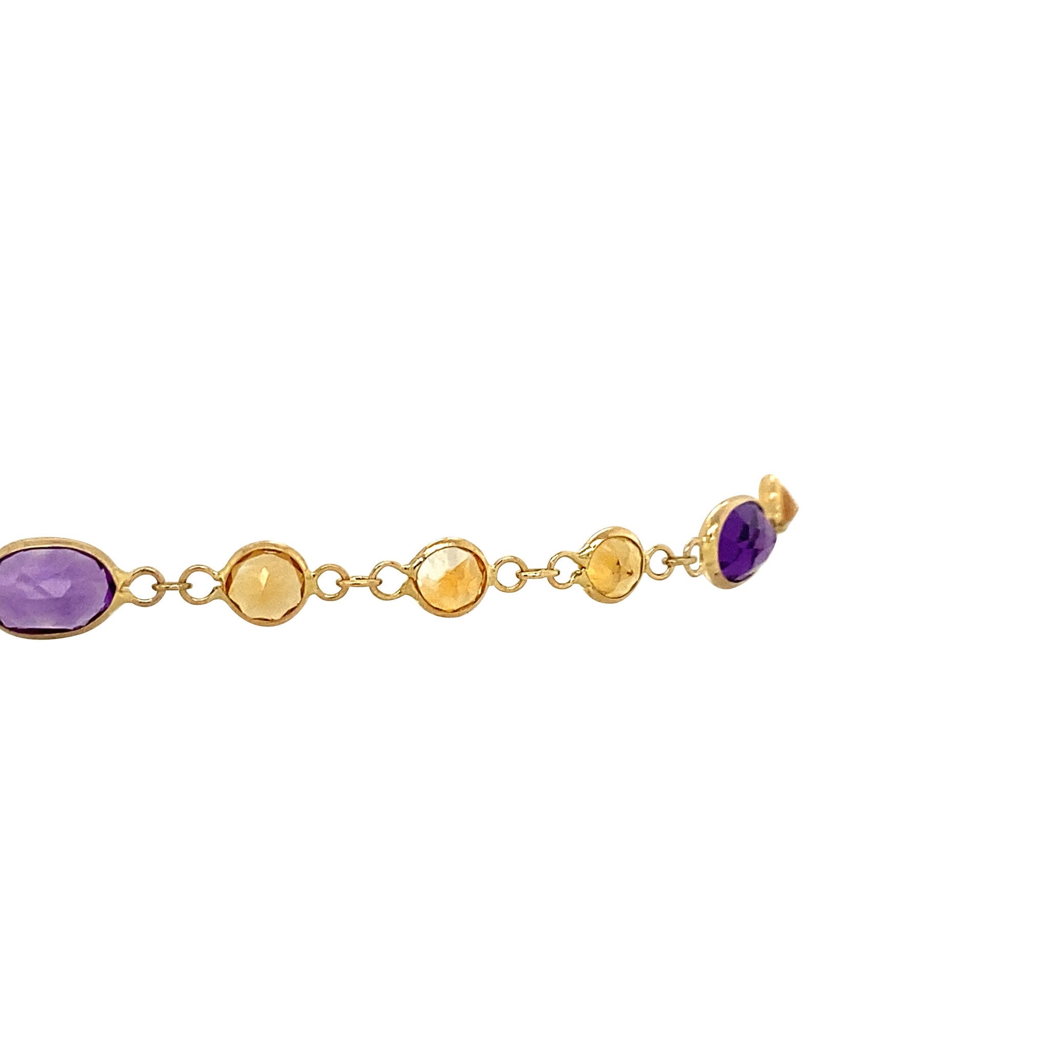 Gold bracelet with amethyst and citrine, 19.5 cm, 18 kt