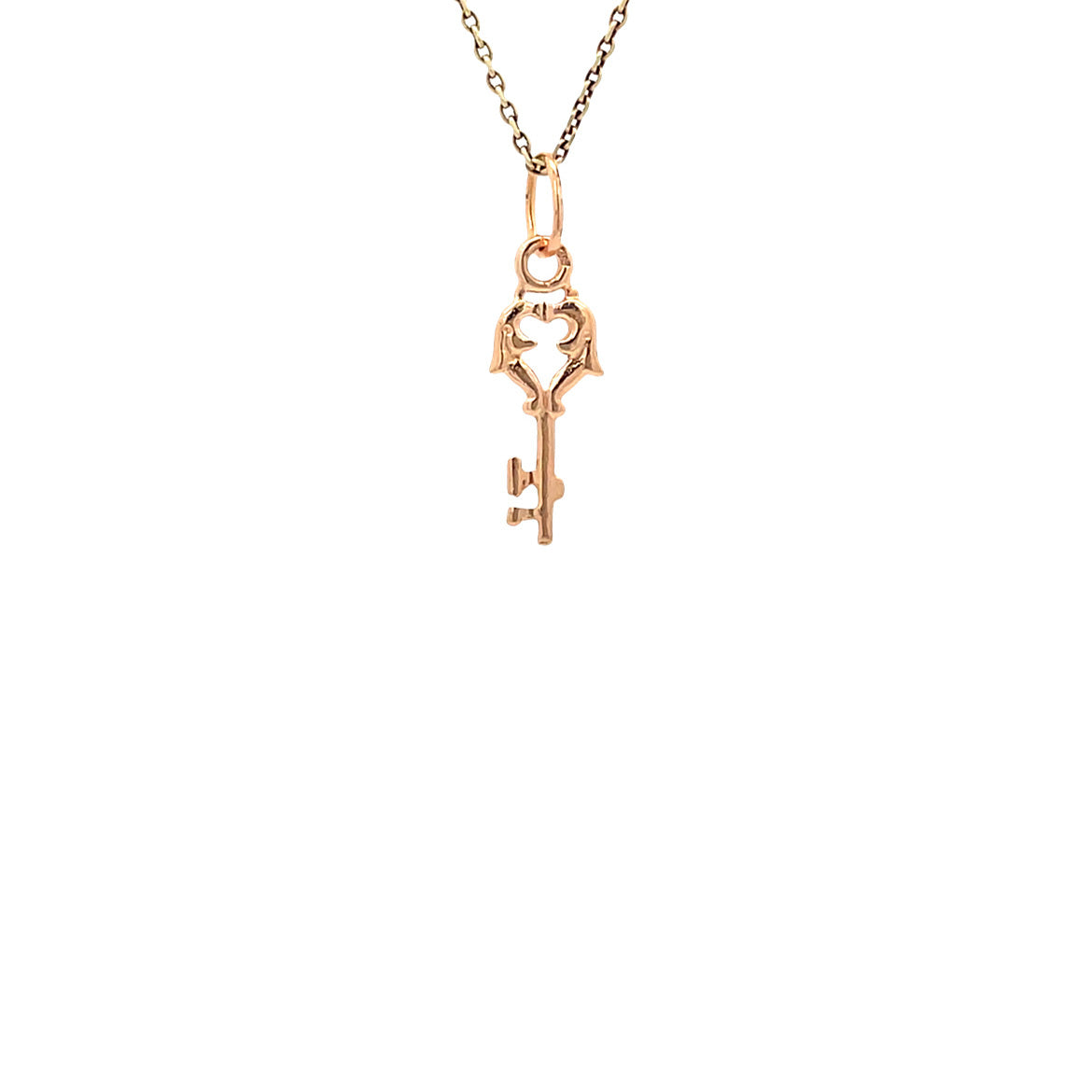Rose gold vintage key pendant 14 kt