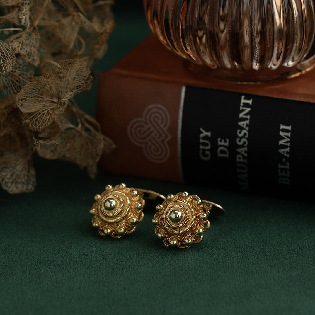 Gouden vintage Zeeuwse knop manchetknopen 14 krt