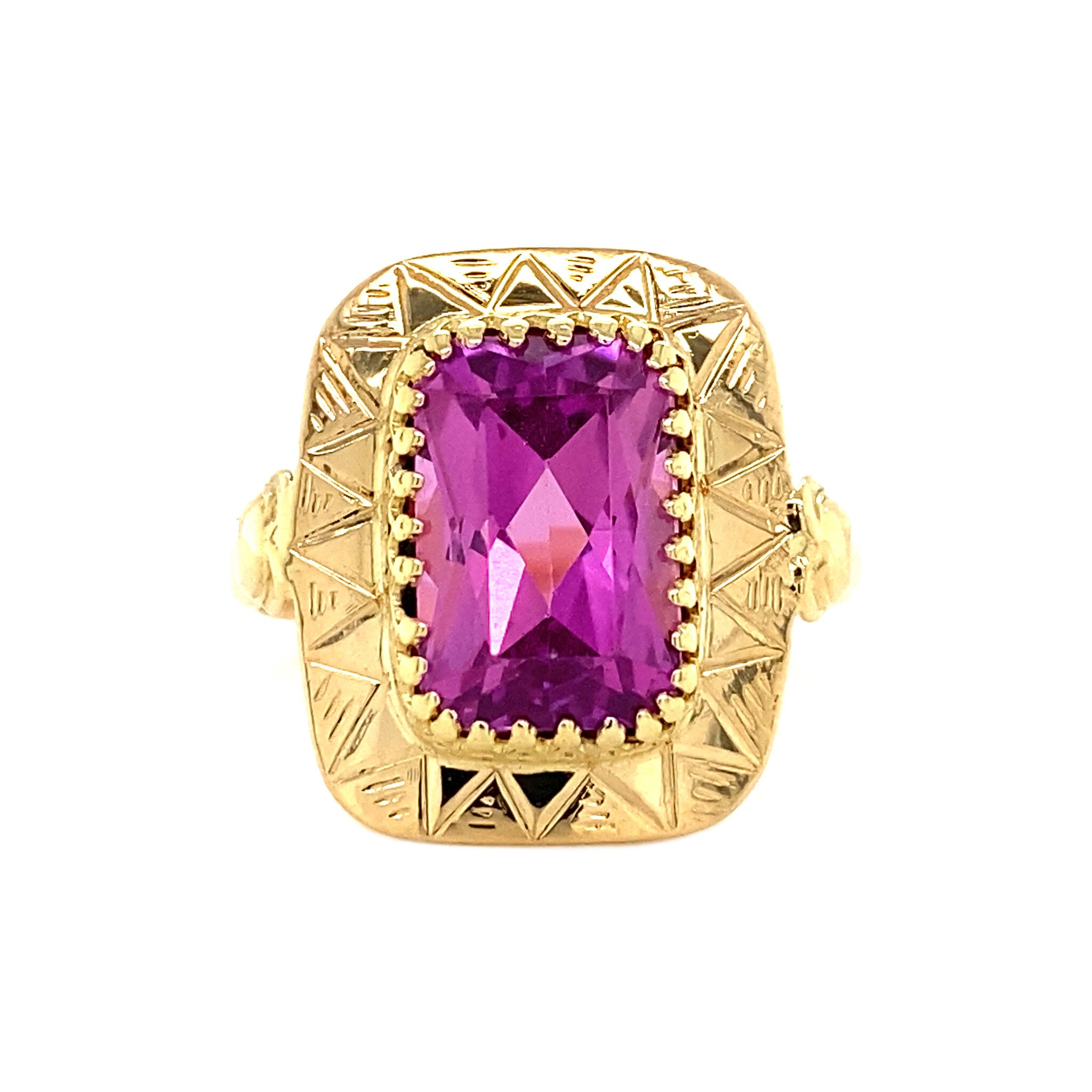 Gouden ring met roze saffier 14 krt