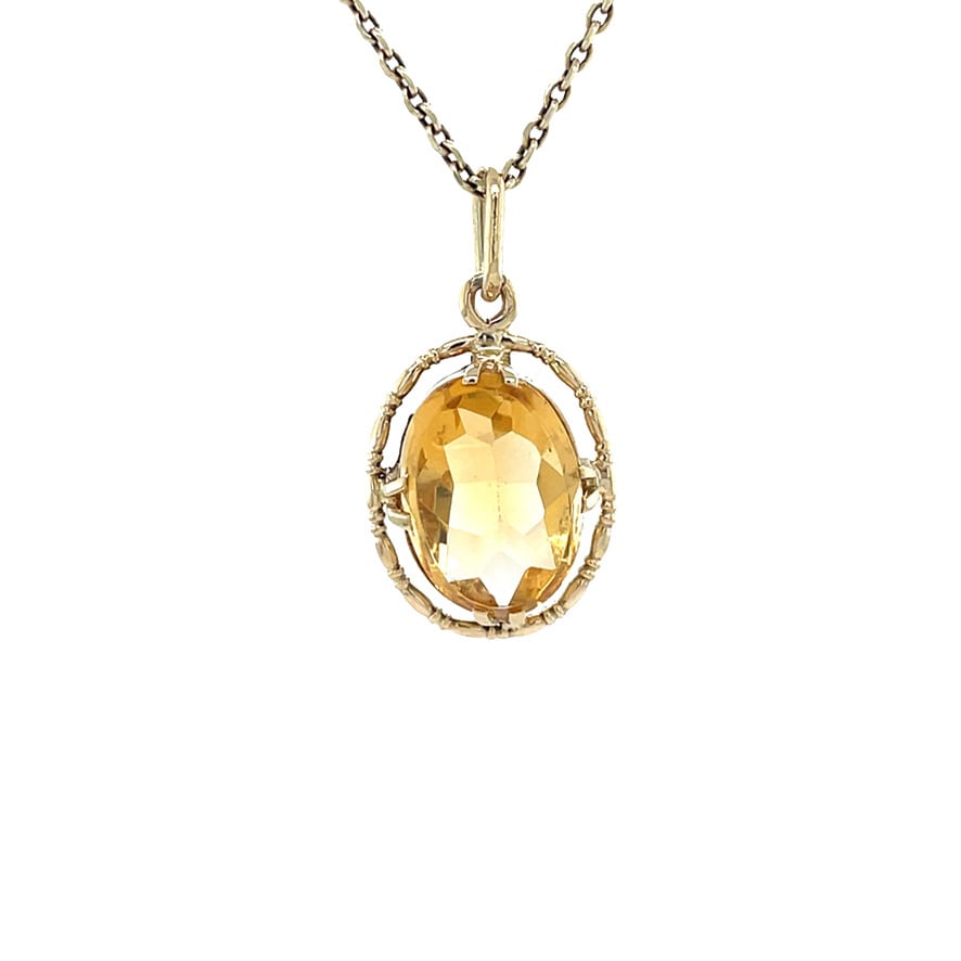 Vintage 14 kt gold pendant with citrine