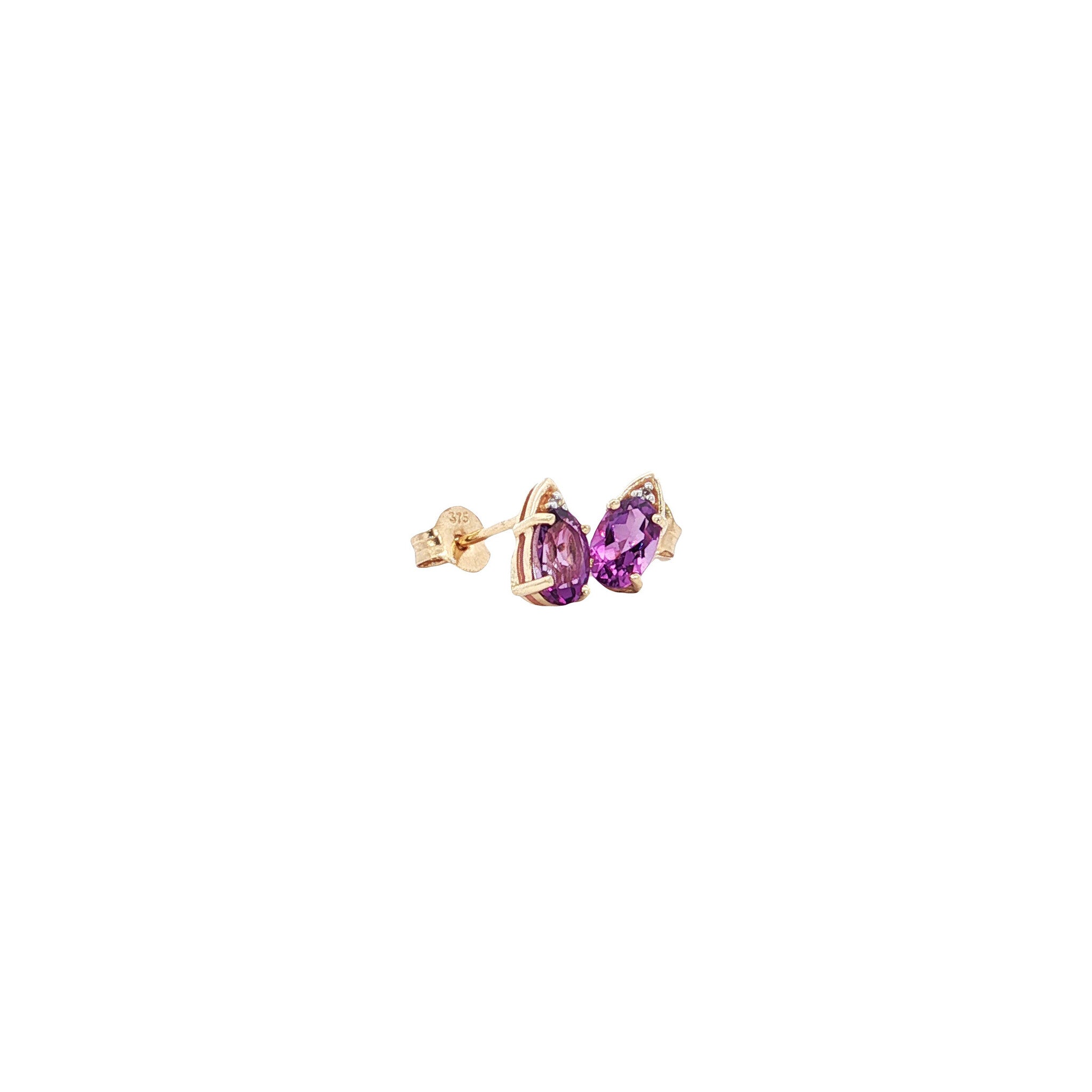 Oorbellen met amethist en diamant 9 kt