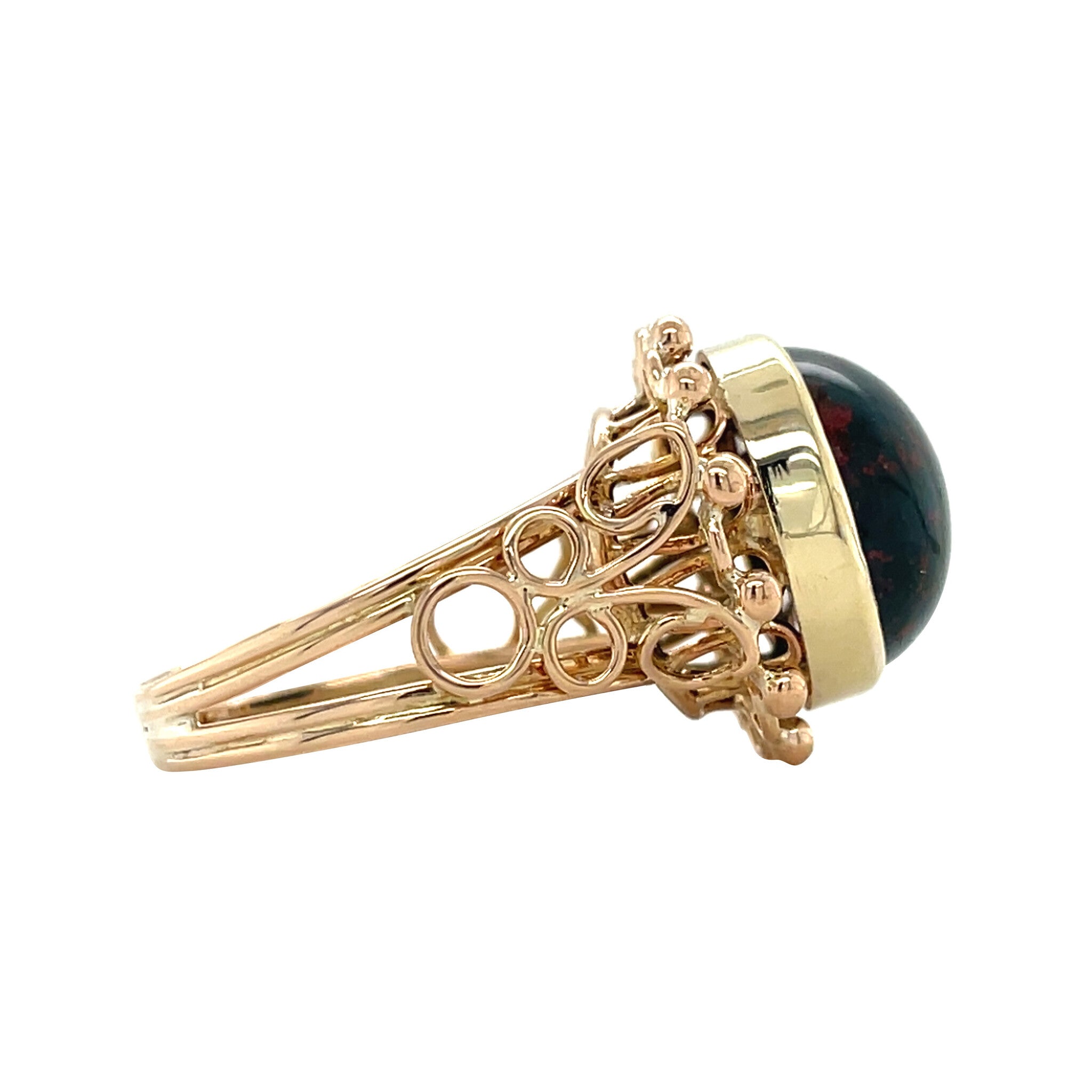 Gouden vintage ring met bloedsteen 14 kt