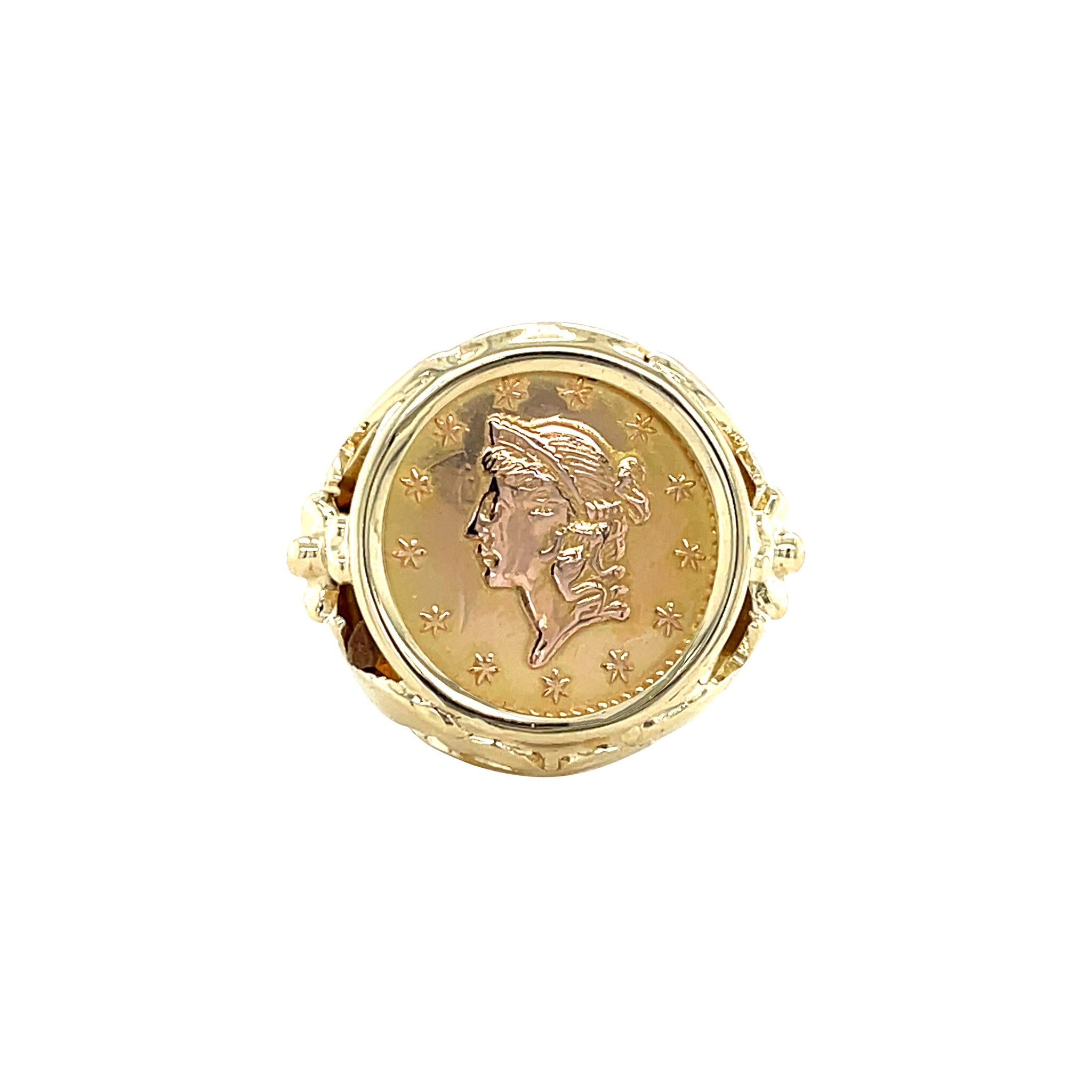Gouden vintage munt ring 14 krt